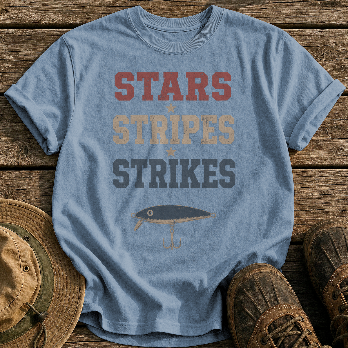 Stars Stripes Strikes tee - Blue Jean - front