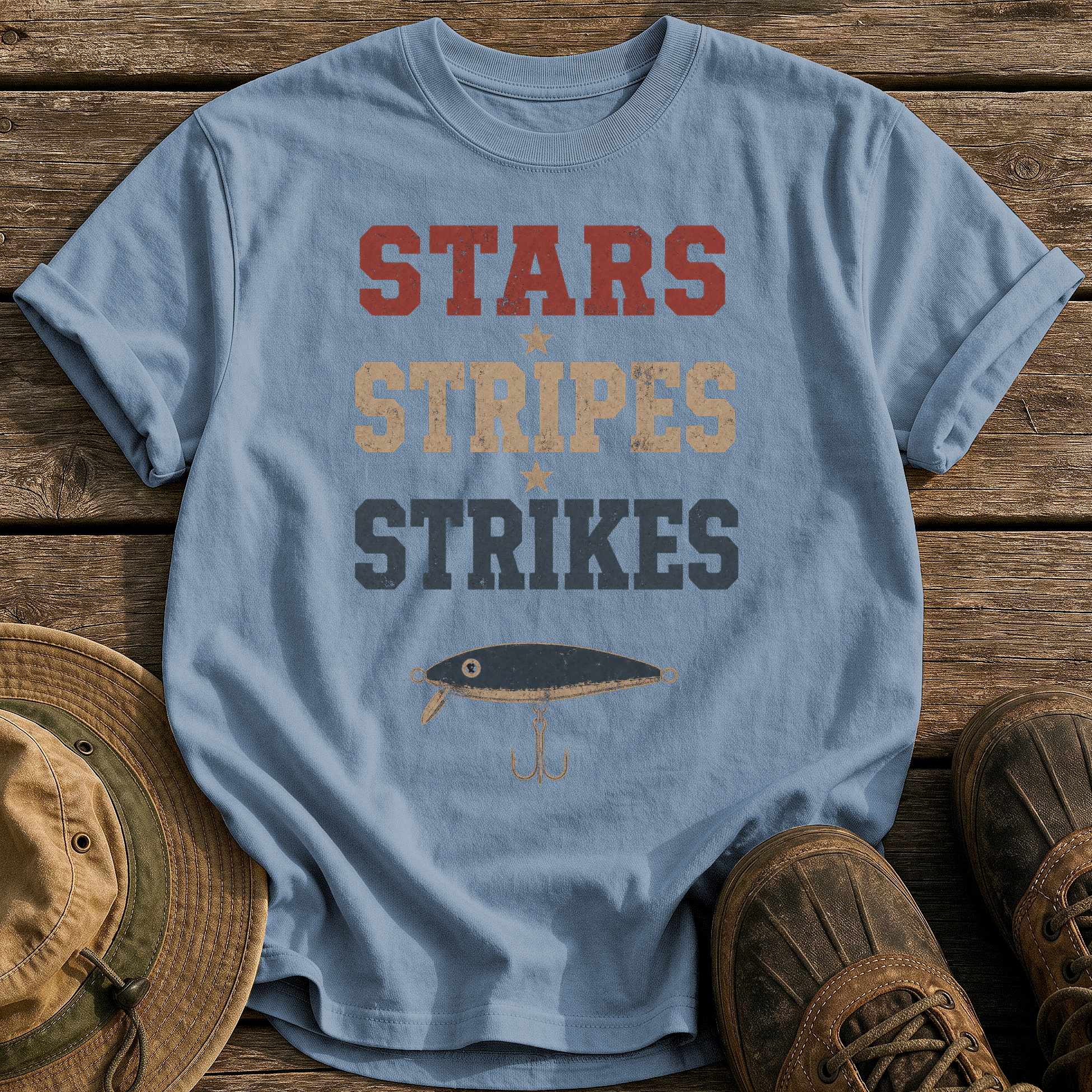 Stars Stripes Strikes tee - Blue Jean - front