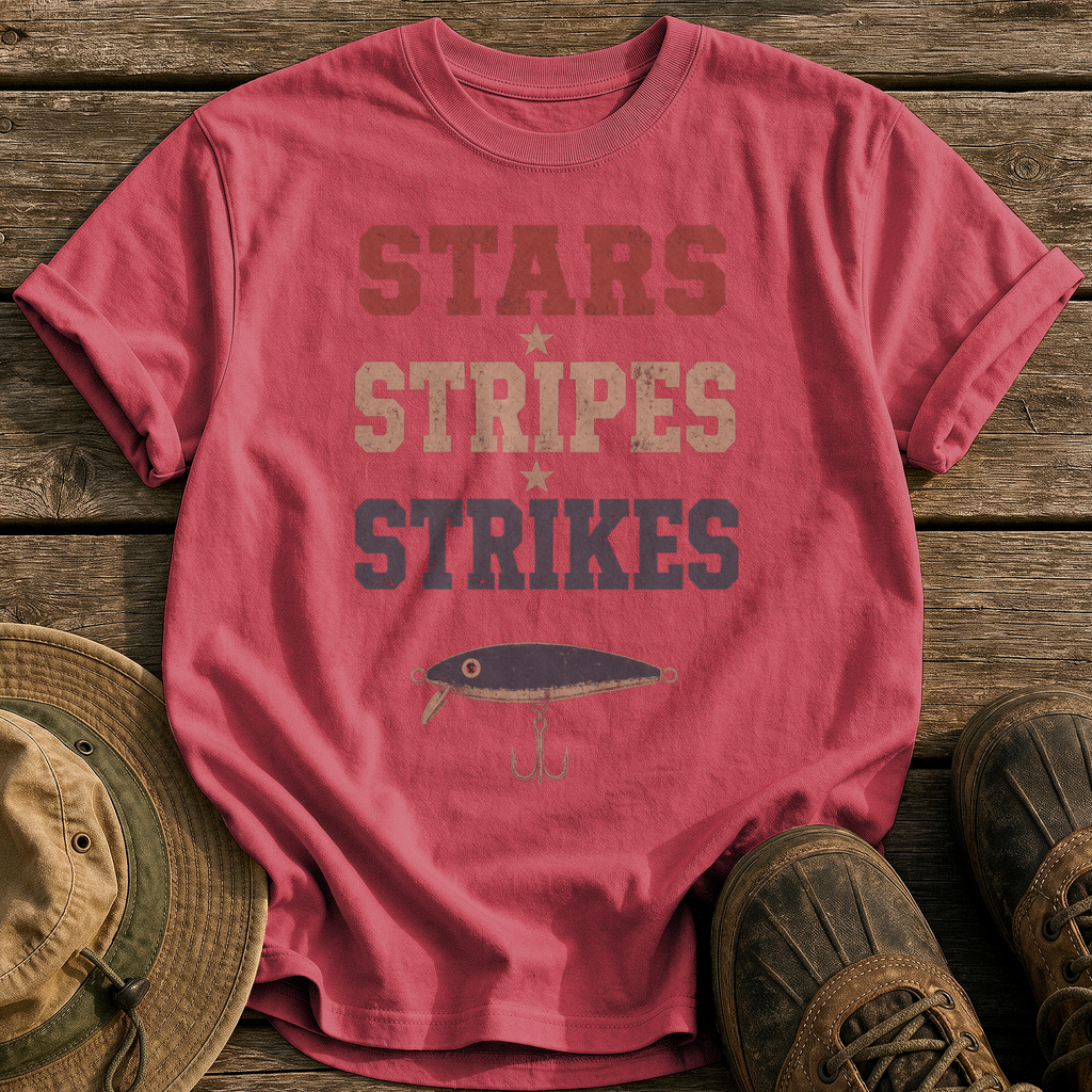 Stars Stripes Strikes tee - Chili - front