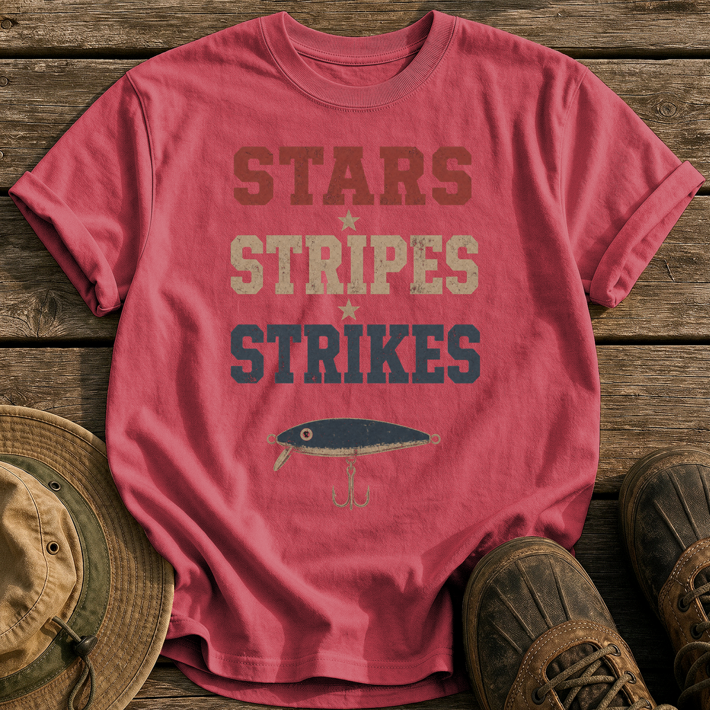 Stars Stripes Strikes tee - Chili - front