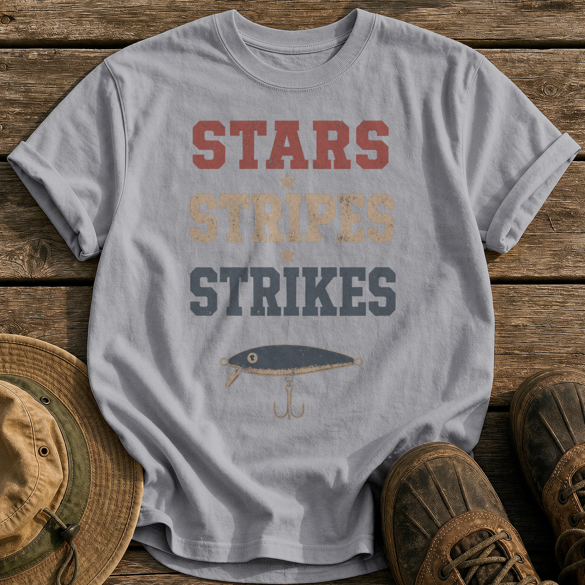 Stars Stripes Strikes tee - Grey - front