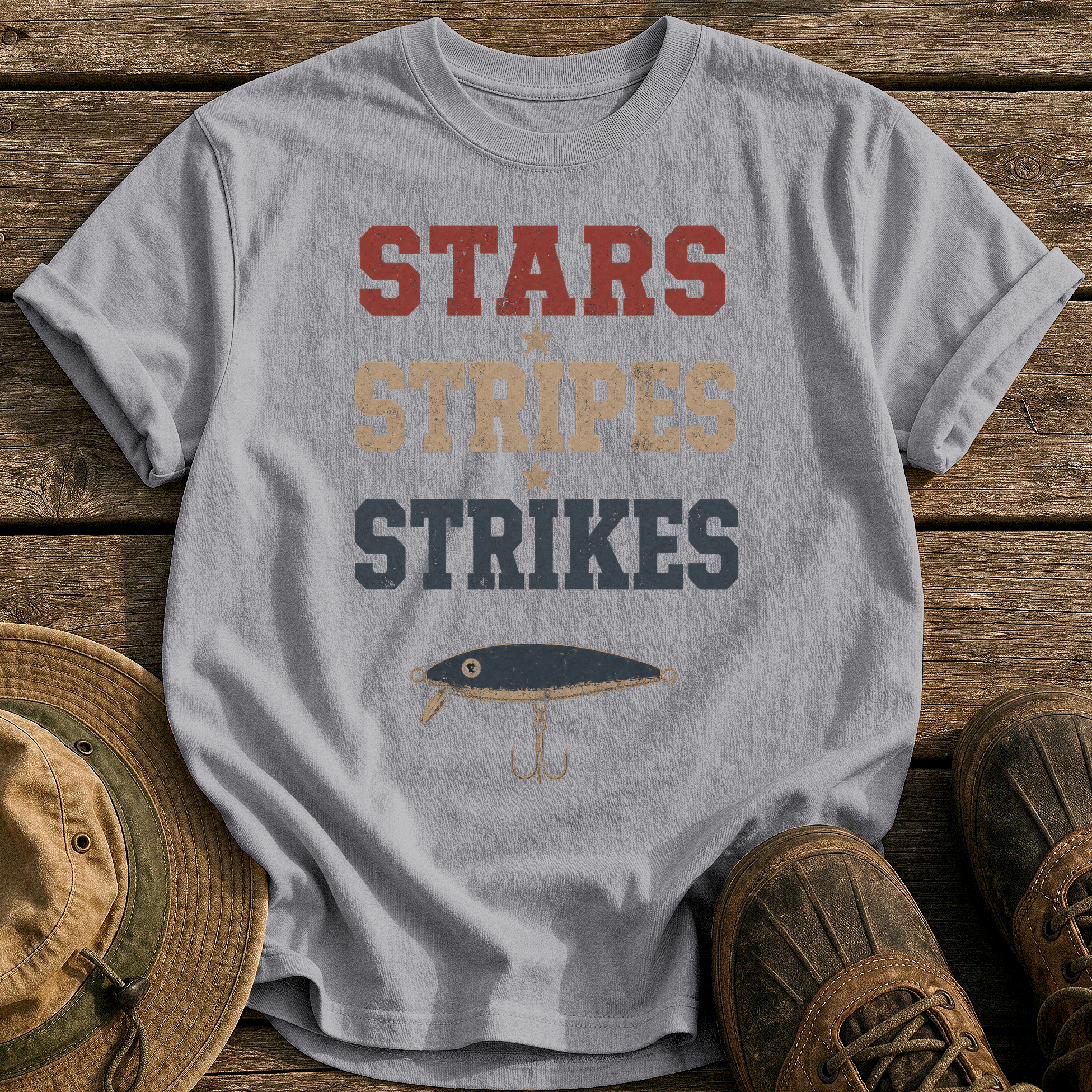 Stars Stripes Strikes tee - Grey - front