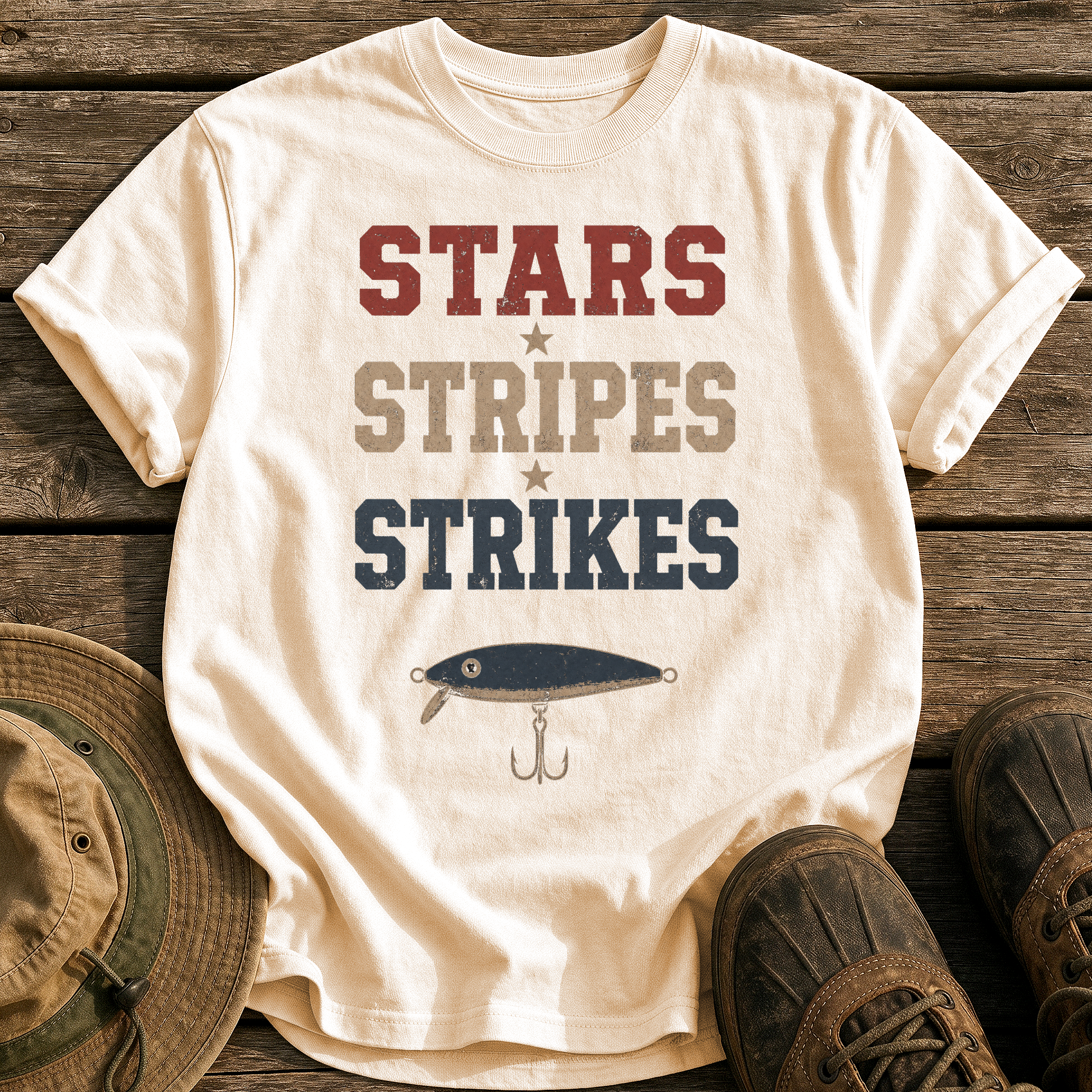 Stars Stripes Strikes tee - Ivory - front