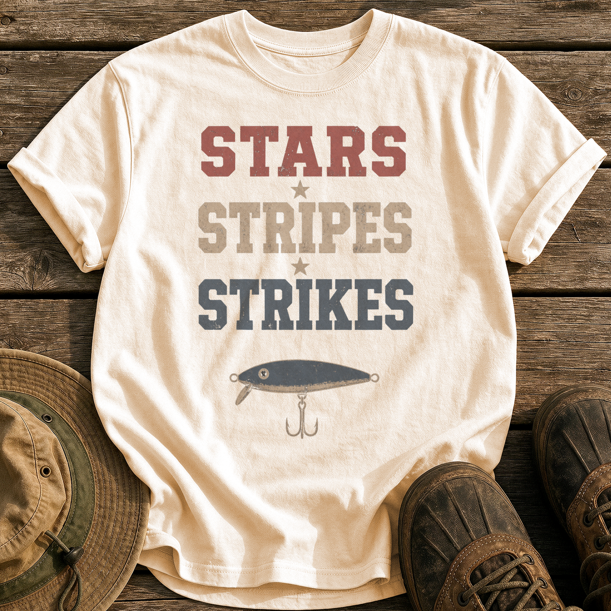 Stars Stripes Strikes tee - Ivory - front