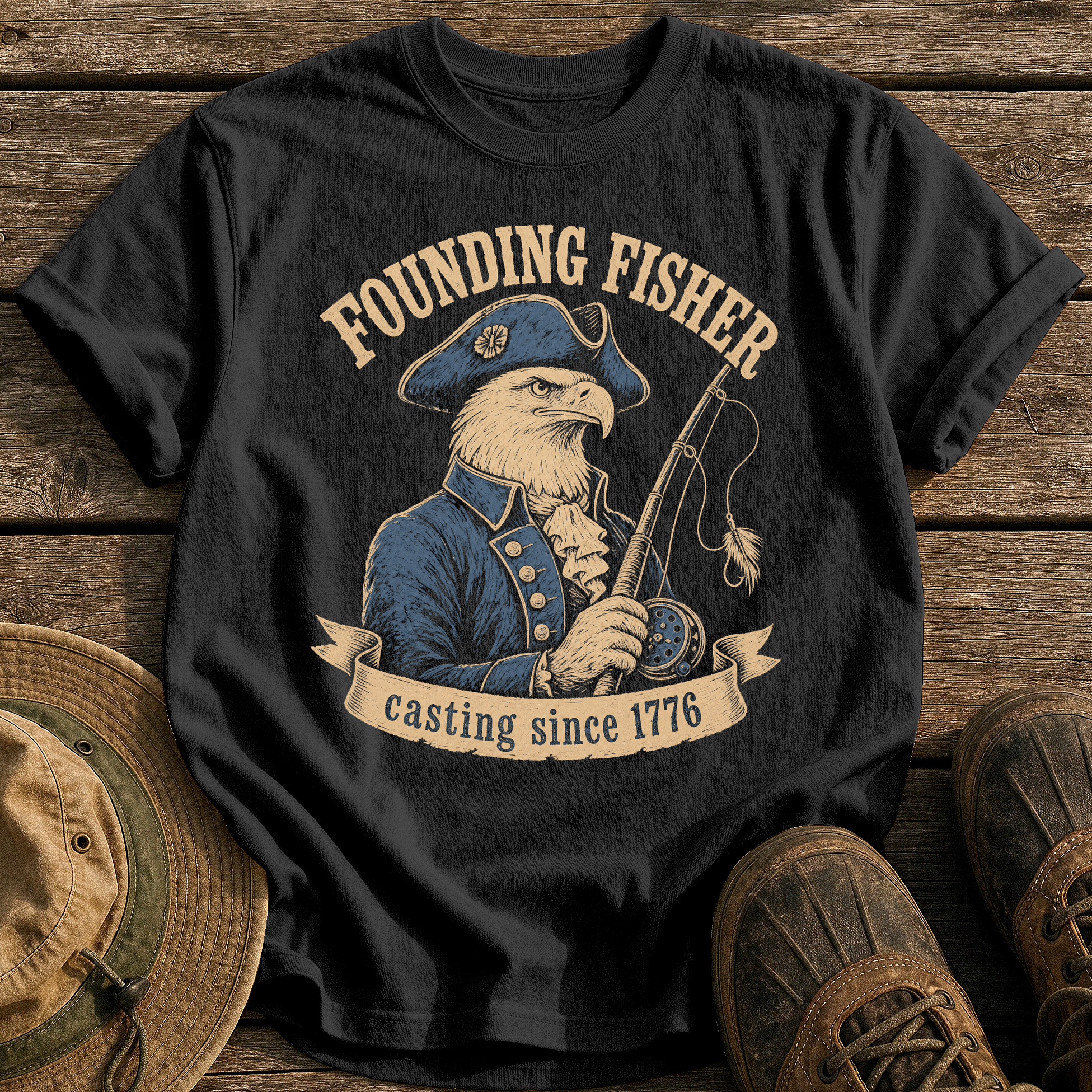 Founding Fisher tee - Black - front