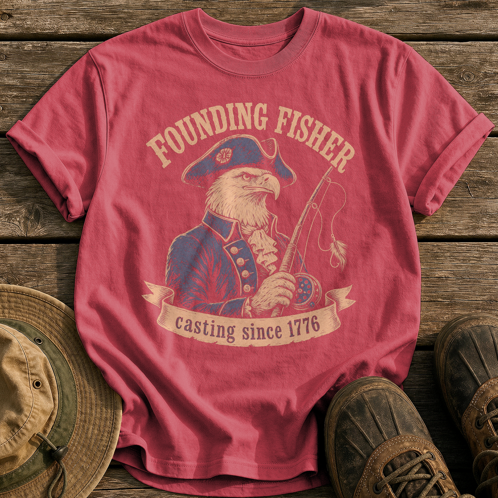 Founding Fisher tee - Chili - front