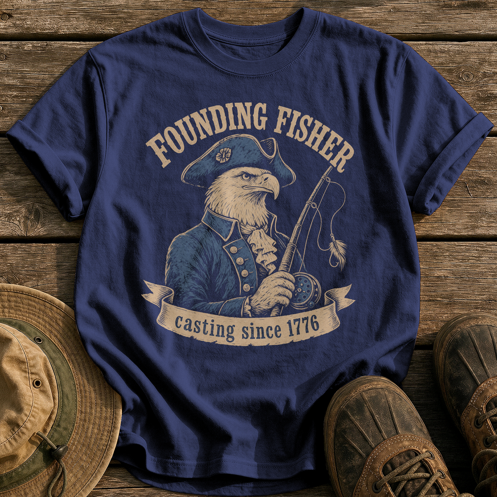 Founding Fisher tee - True Navy - front