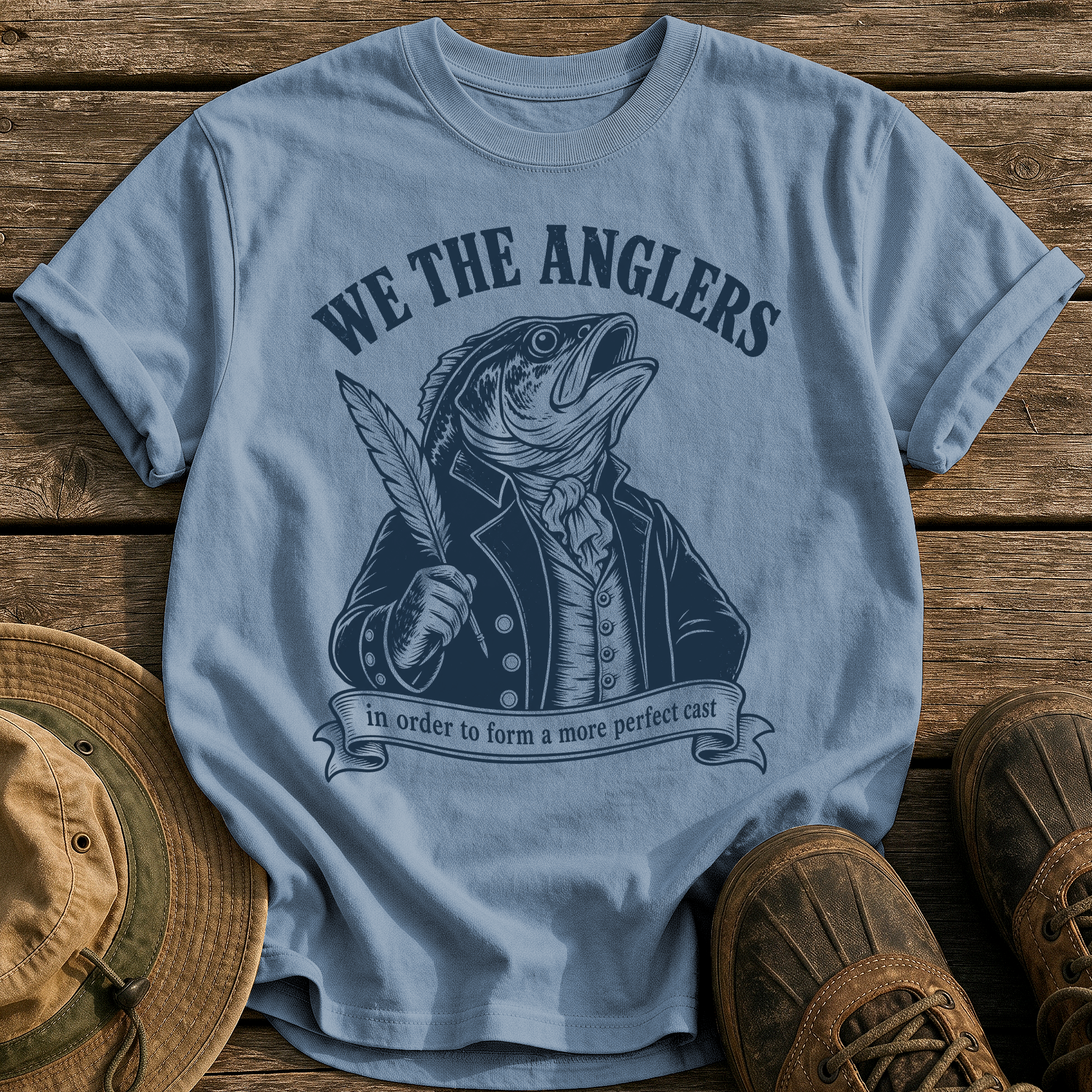 We the Anglers tee - Blue Jean - front