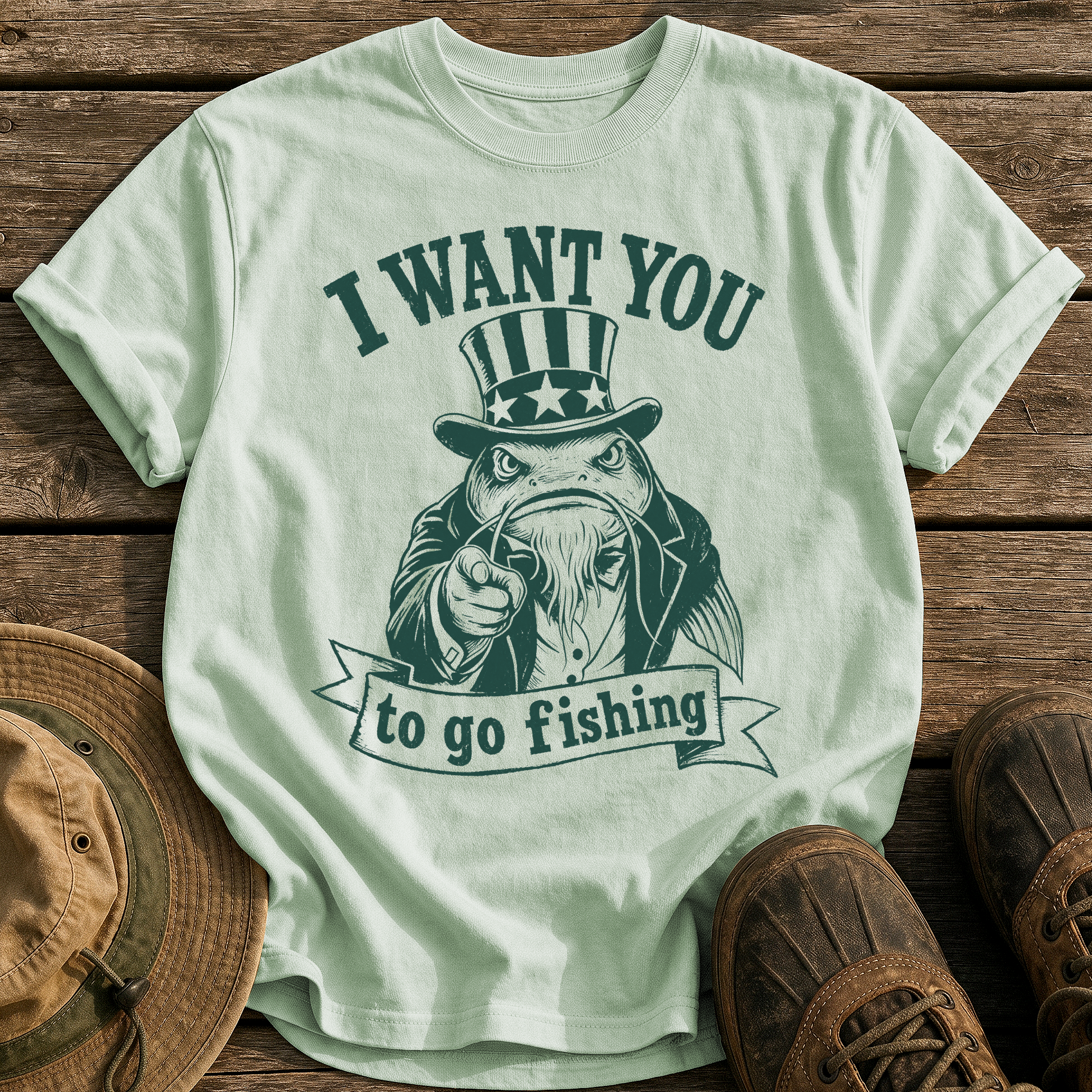 I Want You to Fish tee - Bay - front