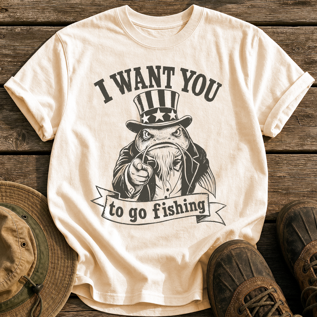 I Want You to Fish tee - Ivory - front