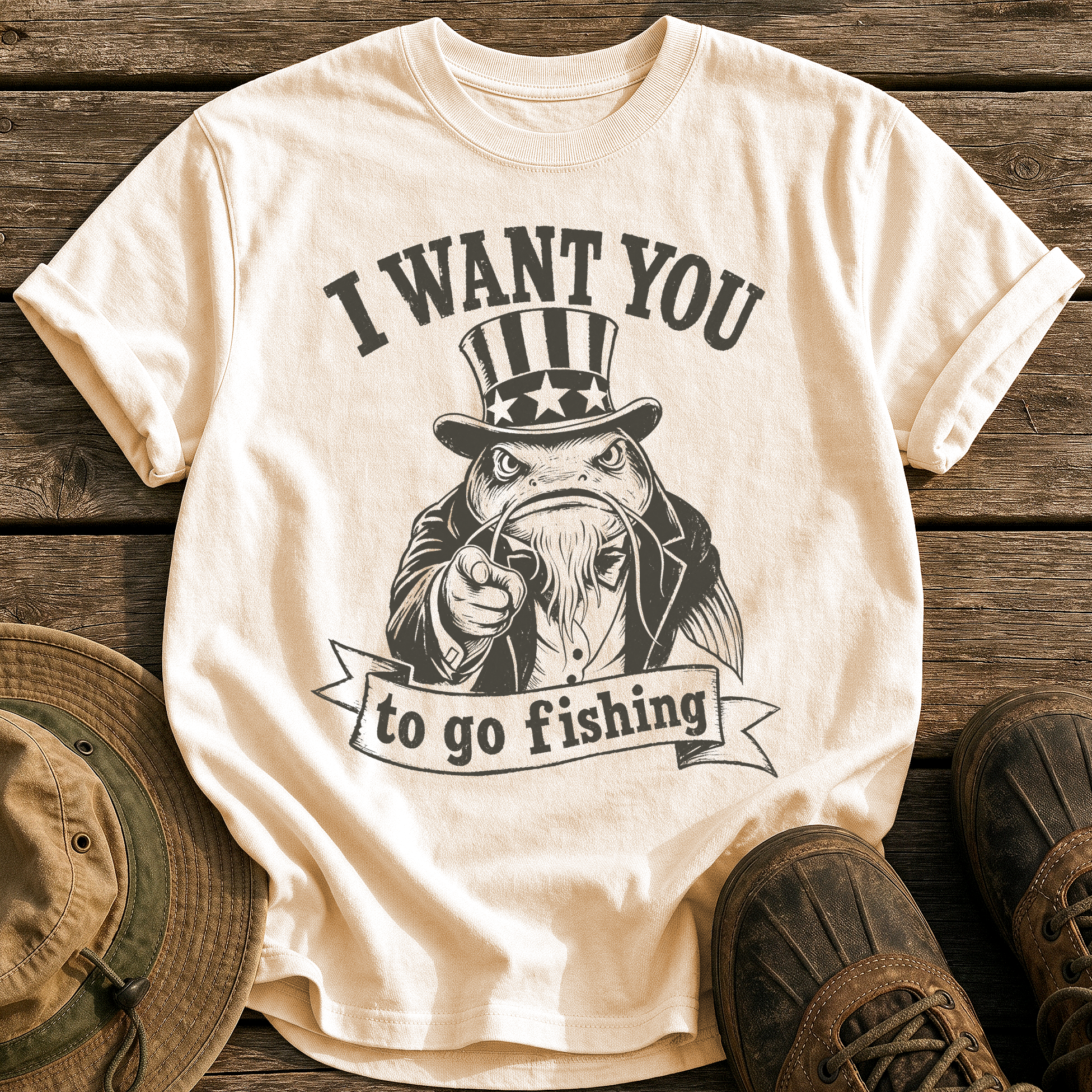 I Want You to Fish tee - Ivory - front
