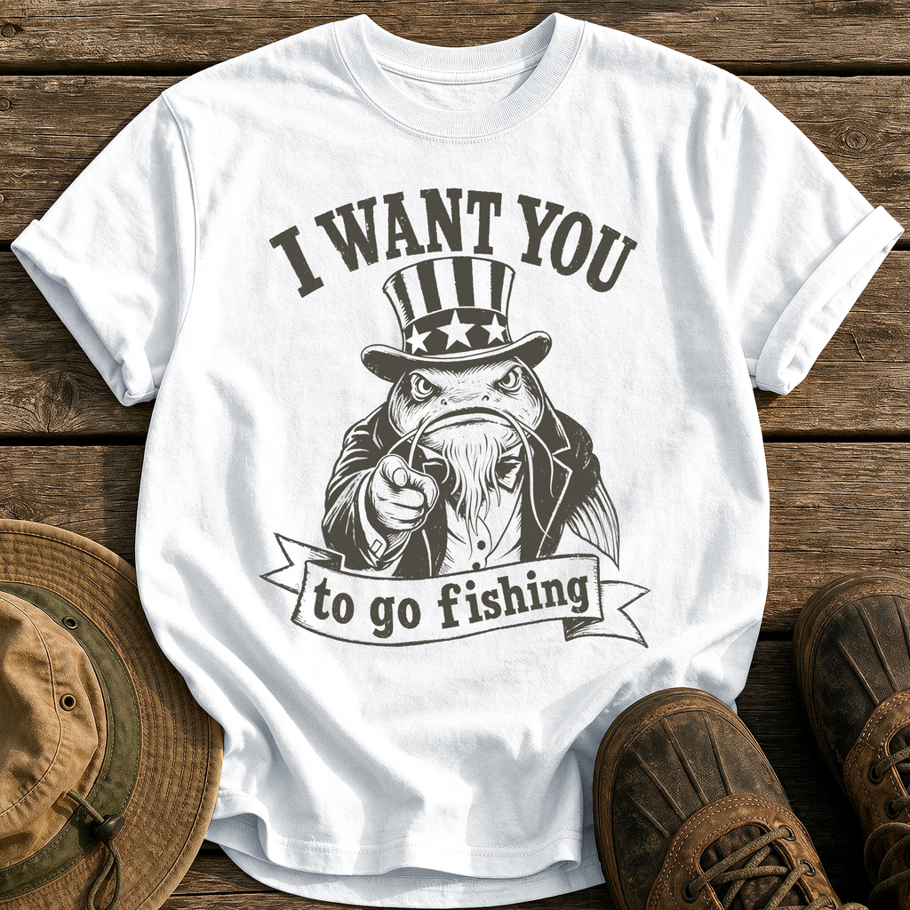 I Want You to Fish tee - White - front