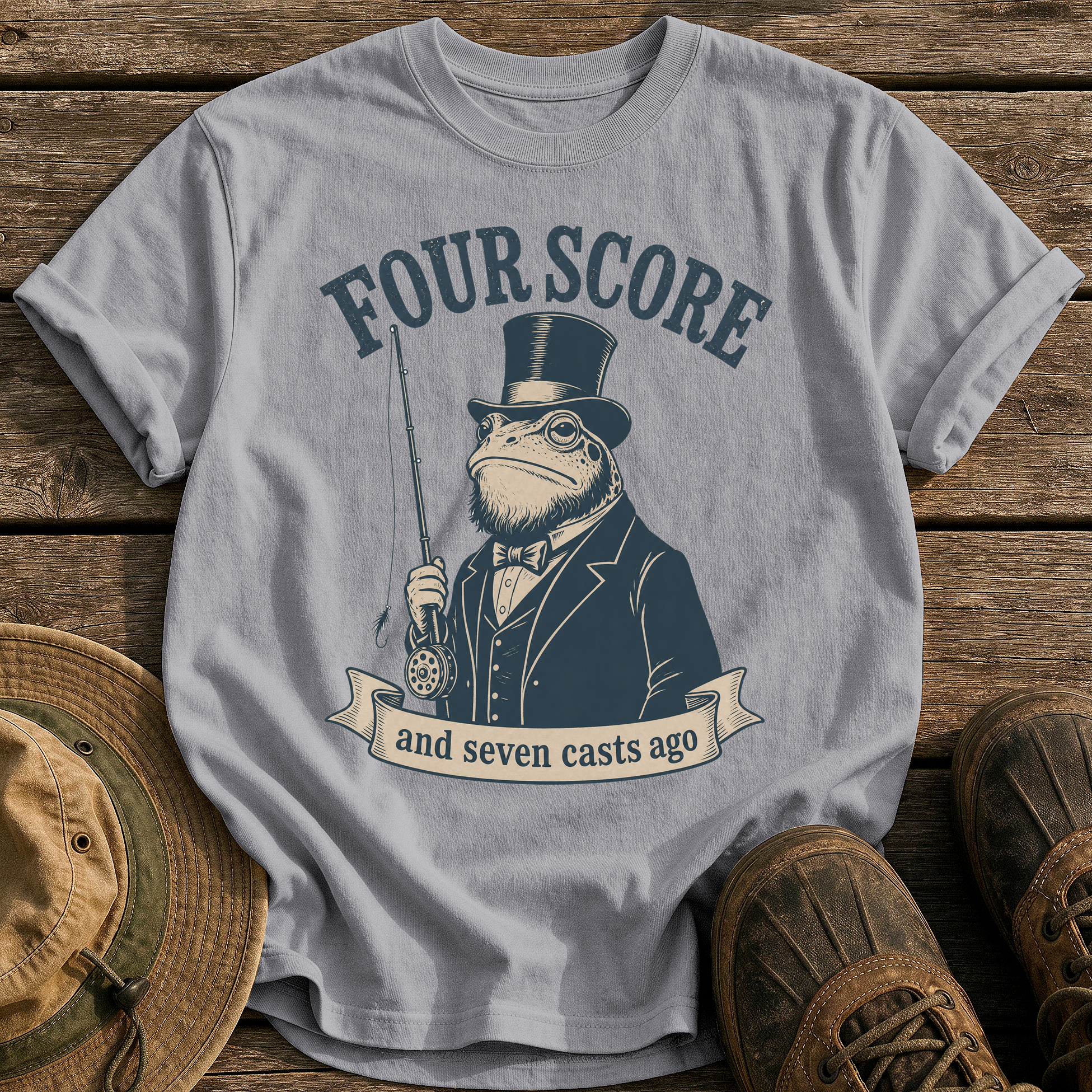 Four Score Seven Casts tee - Grey - front
