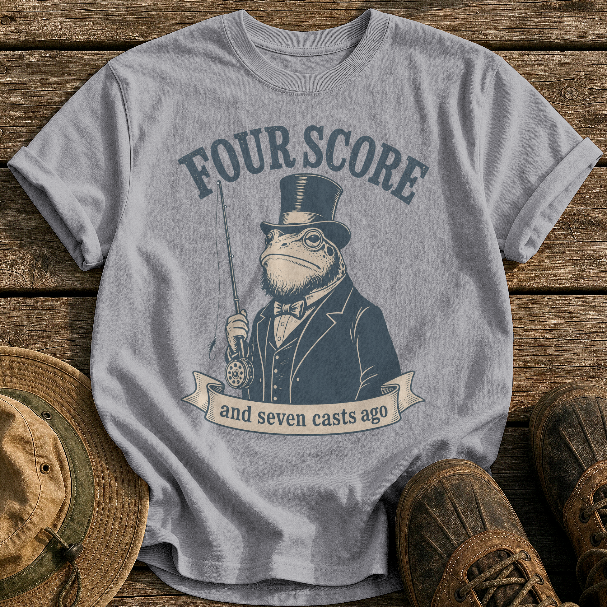 Four Score Seven Casts tee - Grey - front