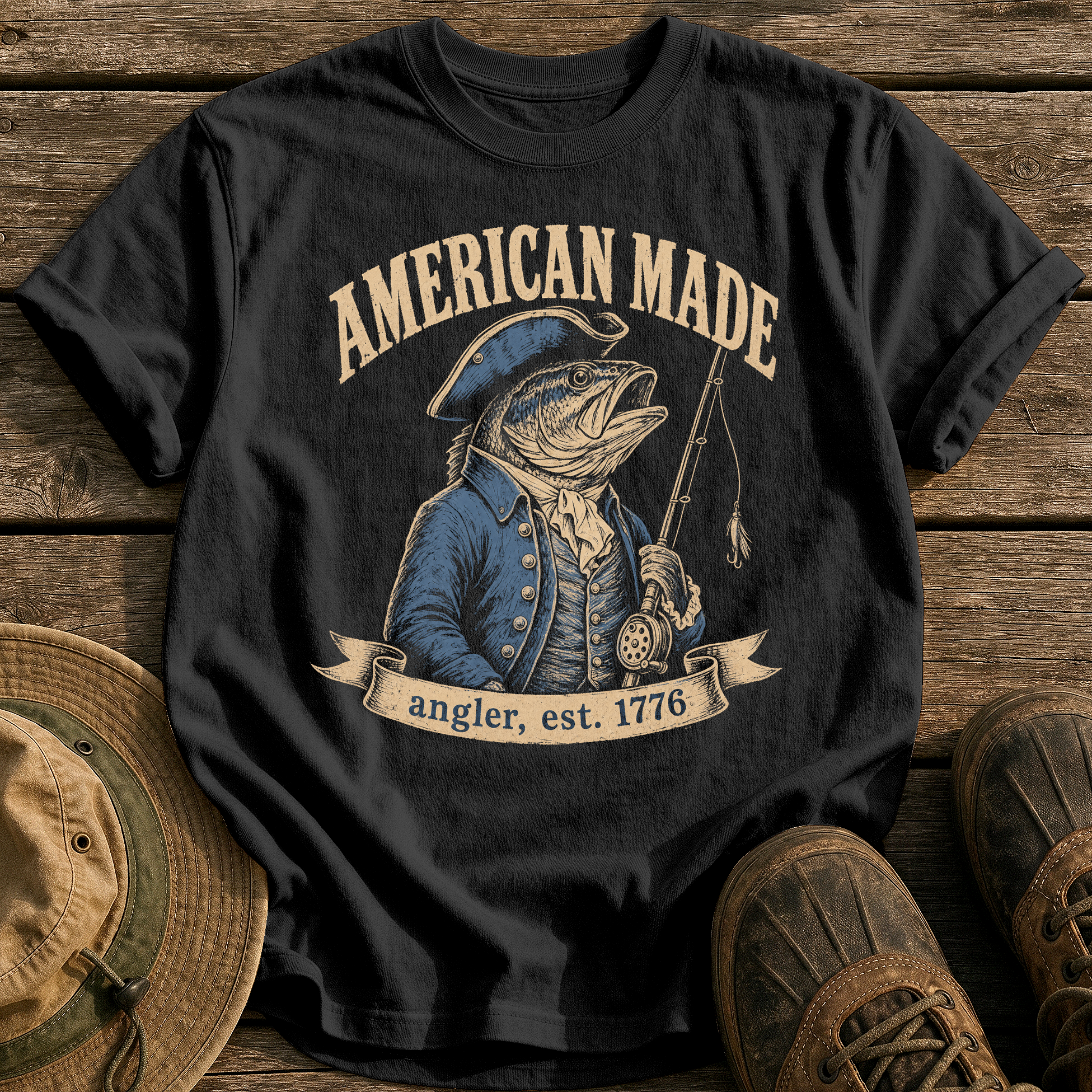 American Made Angler tee - Black - front