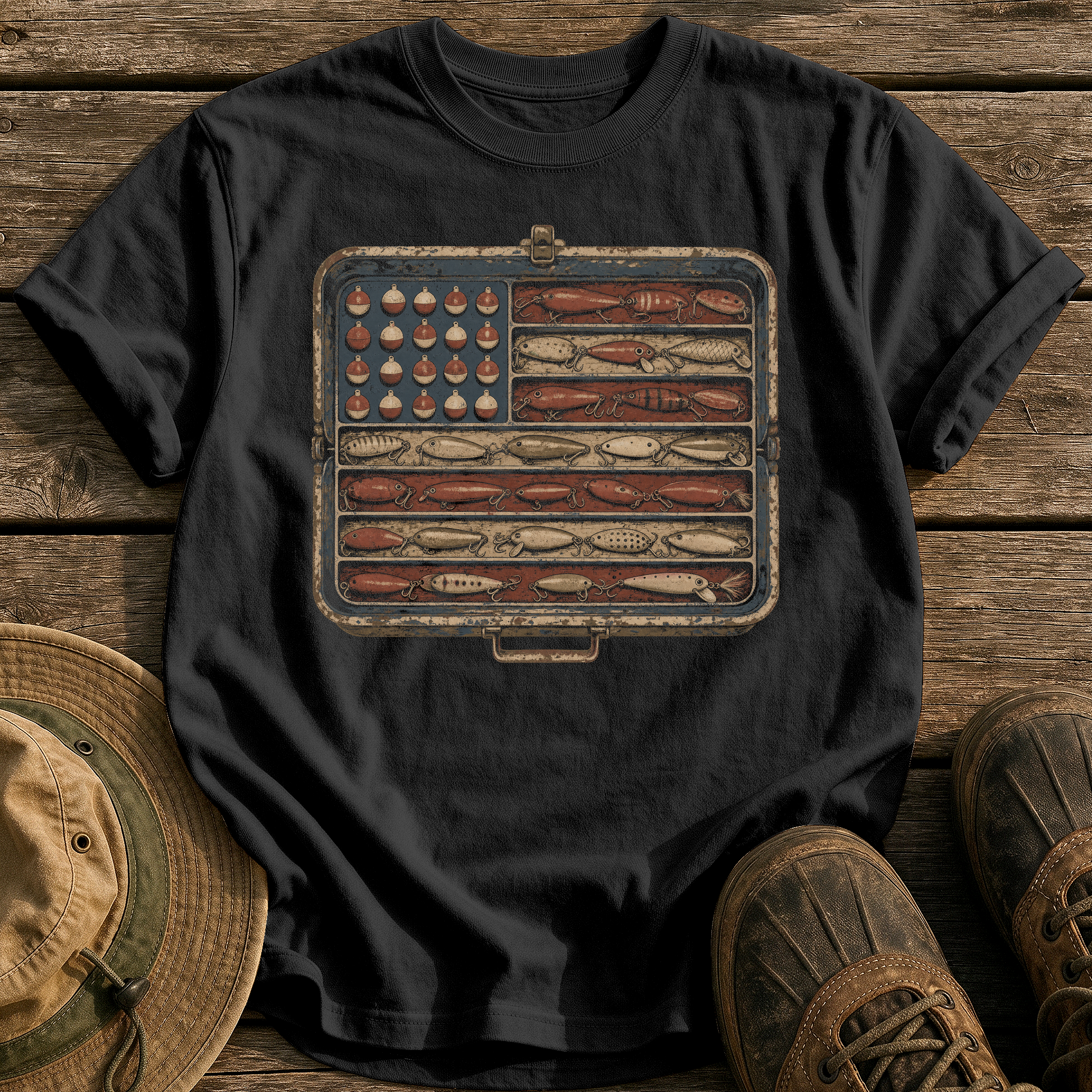 Tackle Box Old Glory tee - Black - front