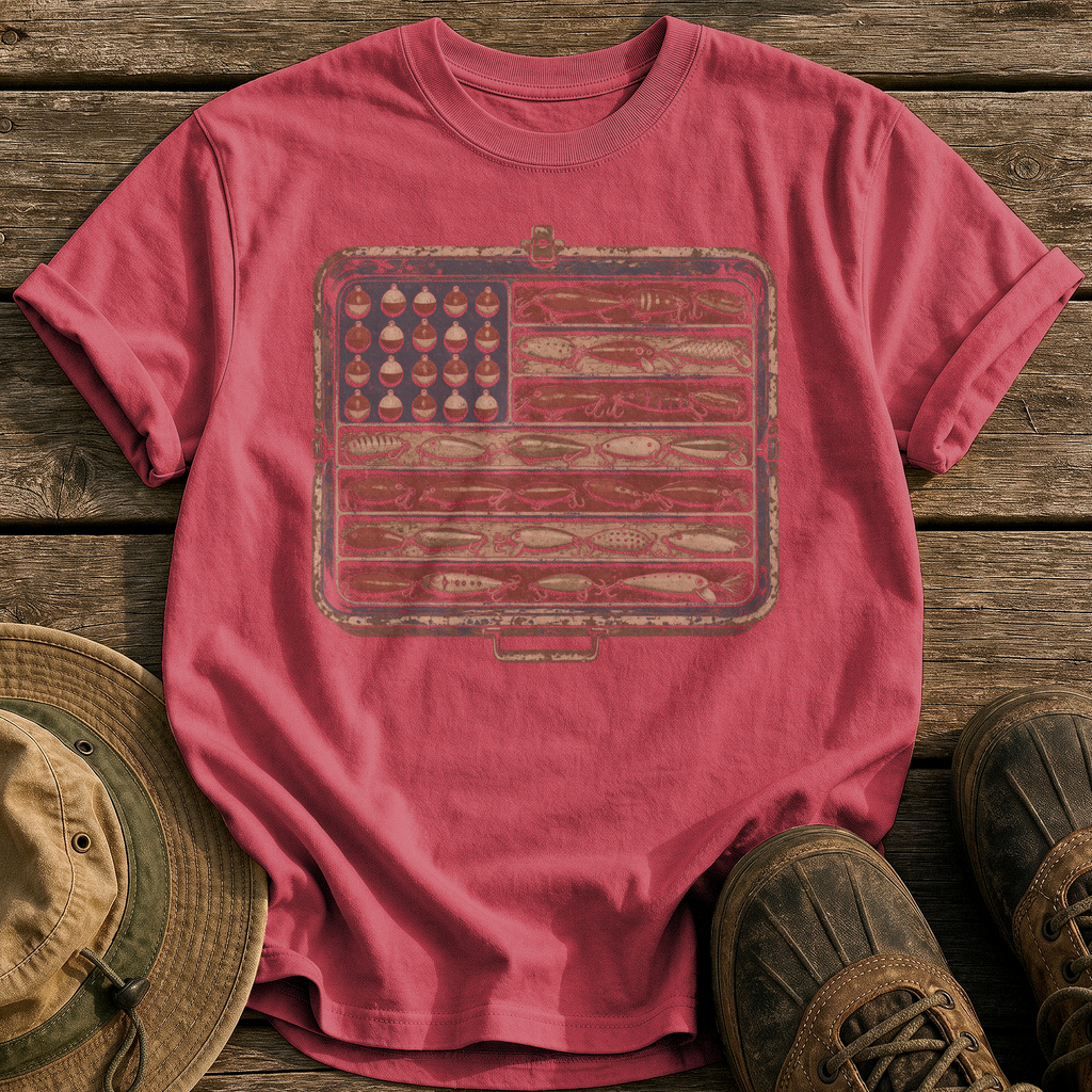 Tackle Box Old Glory tee - Chili - front