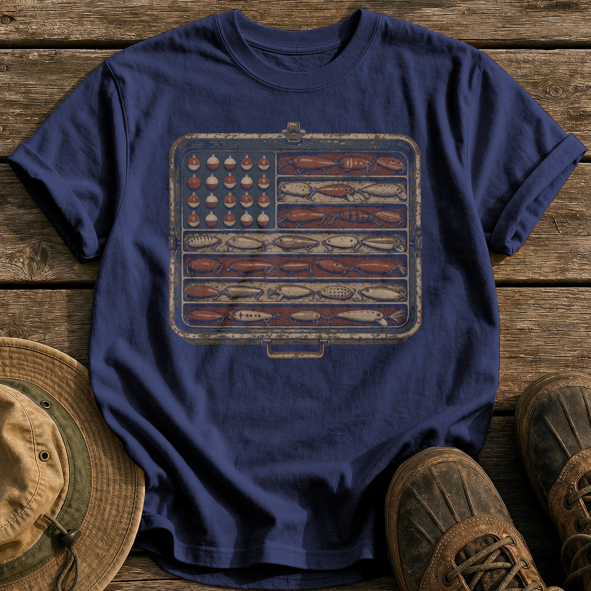 Tackle Box Old Glory tee - True Navy - front