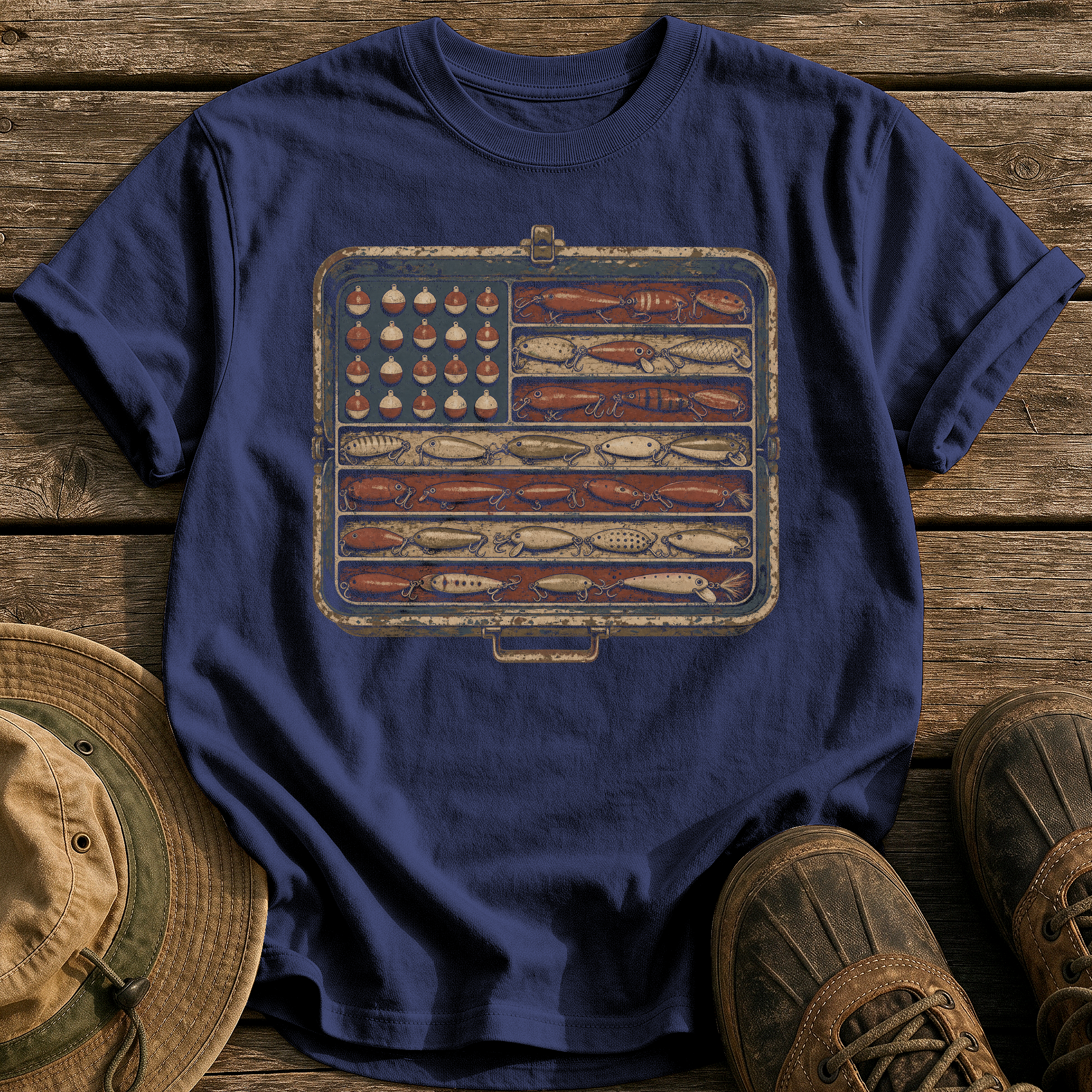 Tackle Box Old Glory tee - True Navy - front