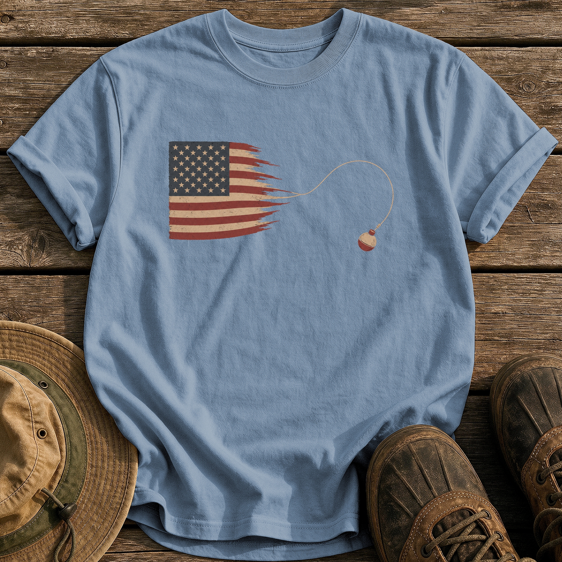 Casting Stripes tee - Blue Jean - front