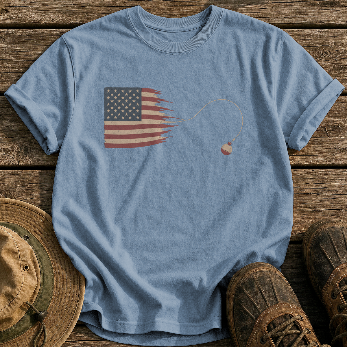 Casting Stripes tee - Blue Jean - front