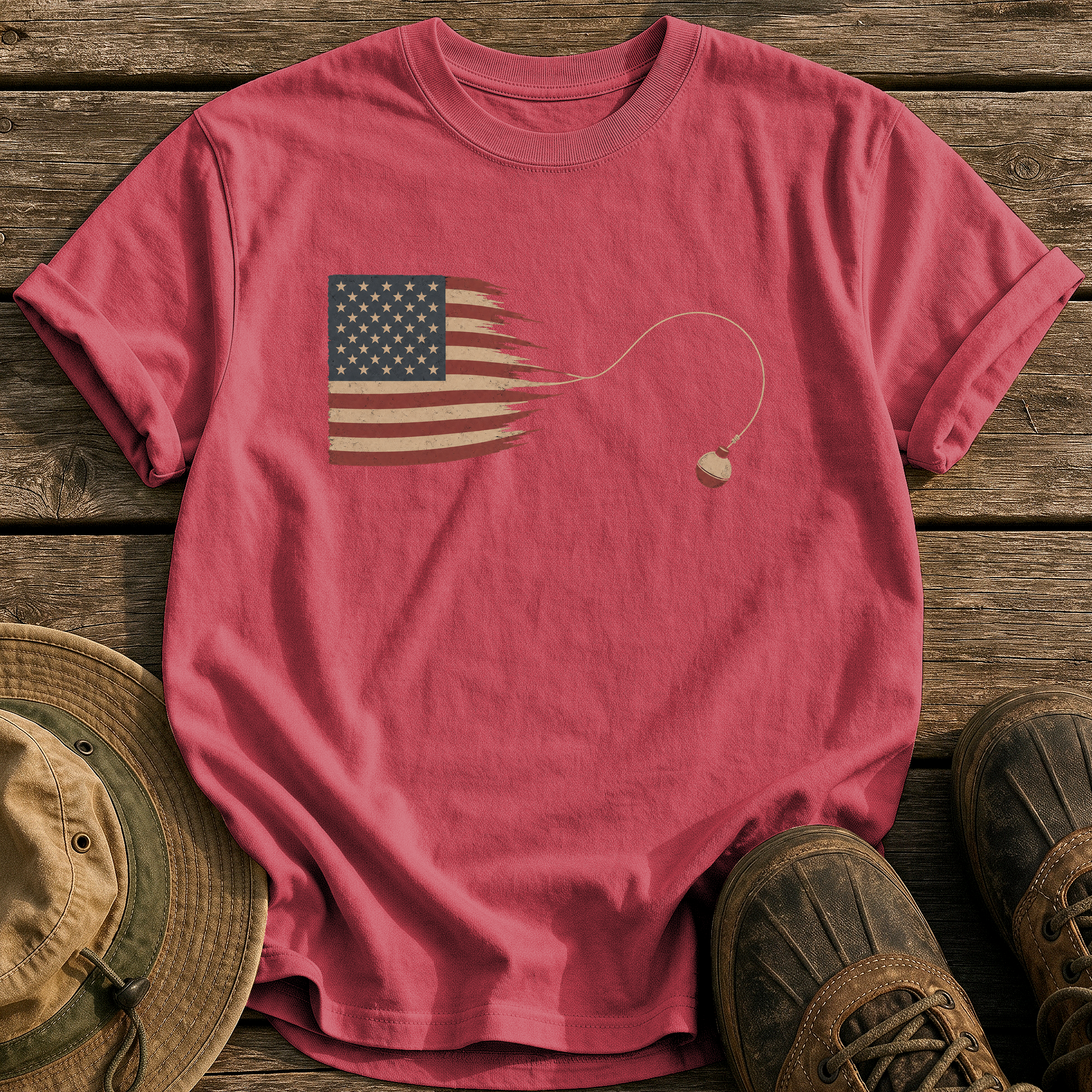 Casting Stripes tee - Chili - front