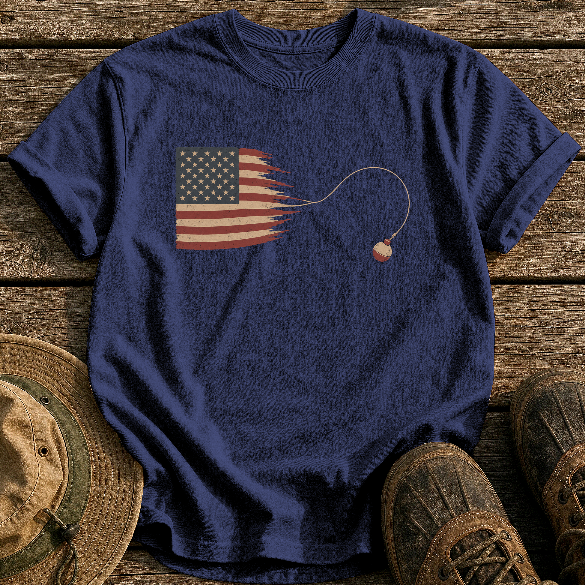 Casting Stripes tee - True Navy - front