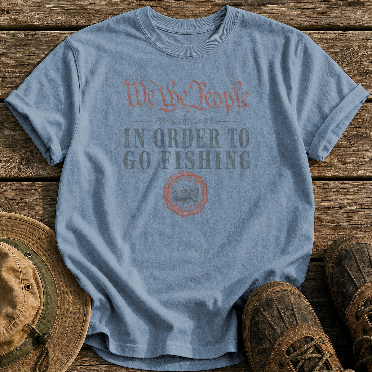 We the People Go Fishing tee - Blue Jean - front