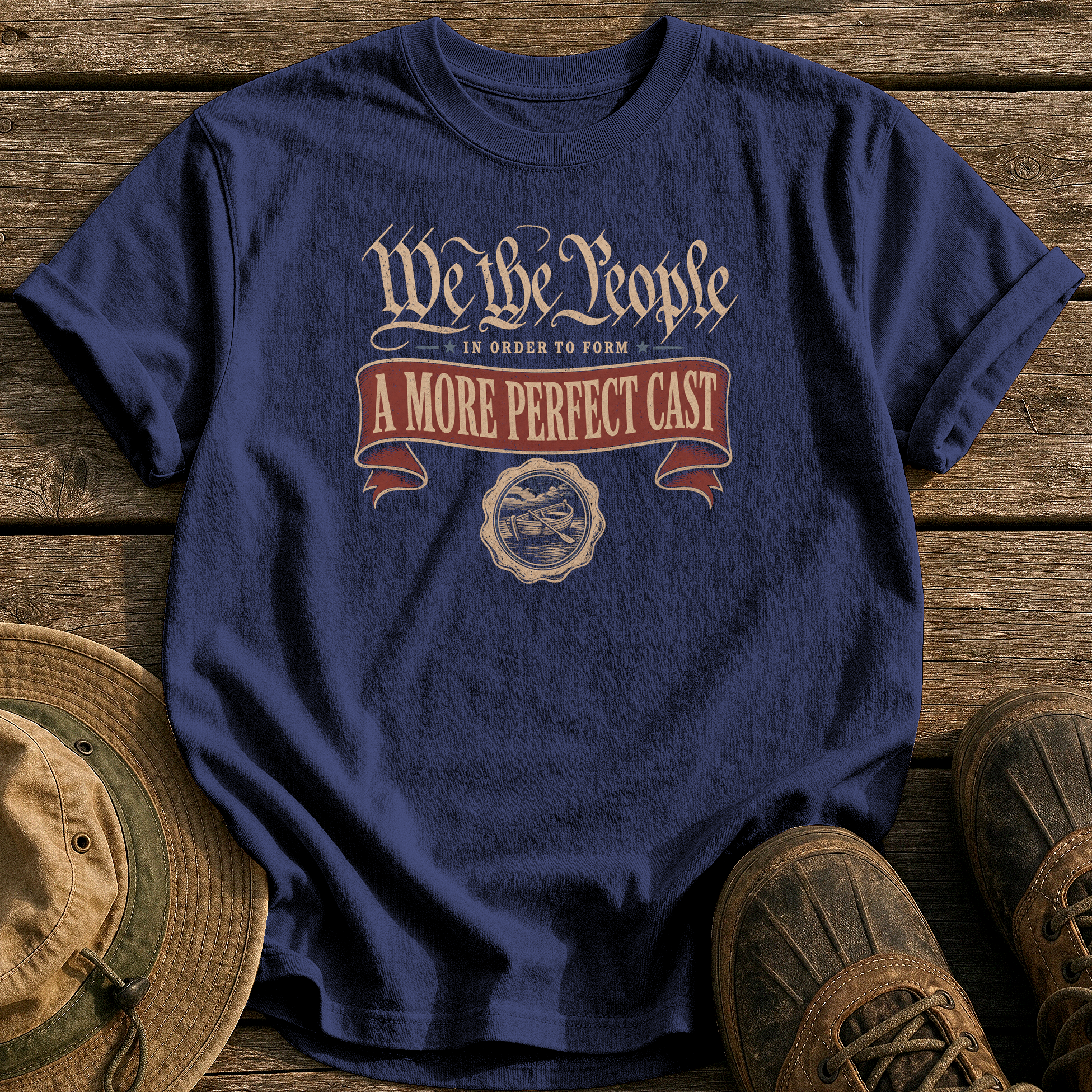 A More Perfect Cast tee - True Navy - front