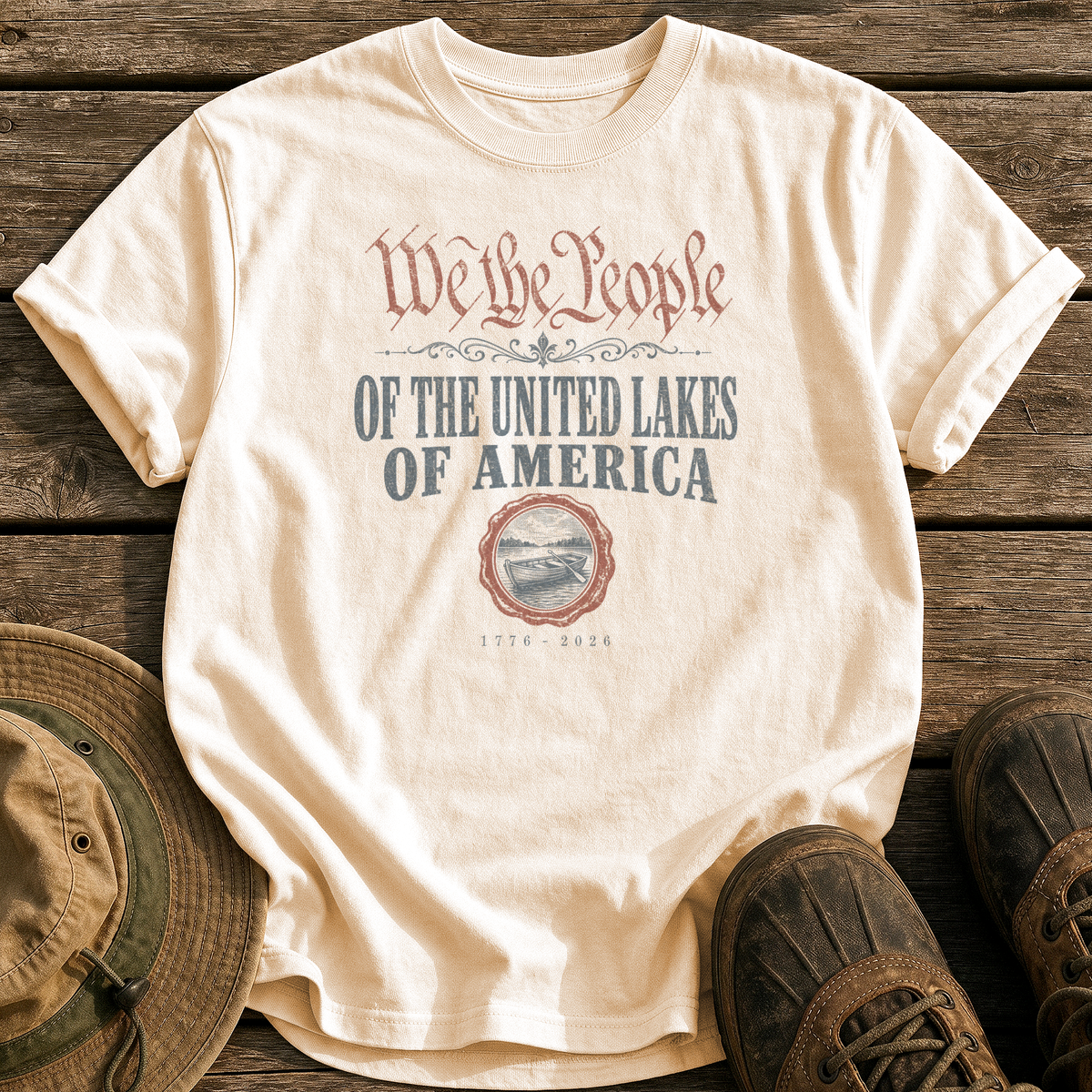 United Lakes of America tee - Ivory - front