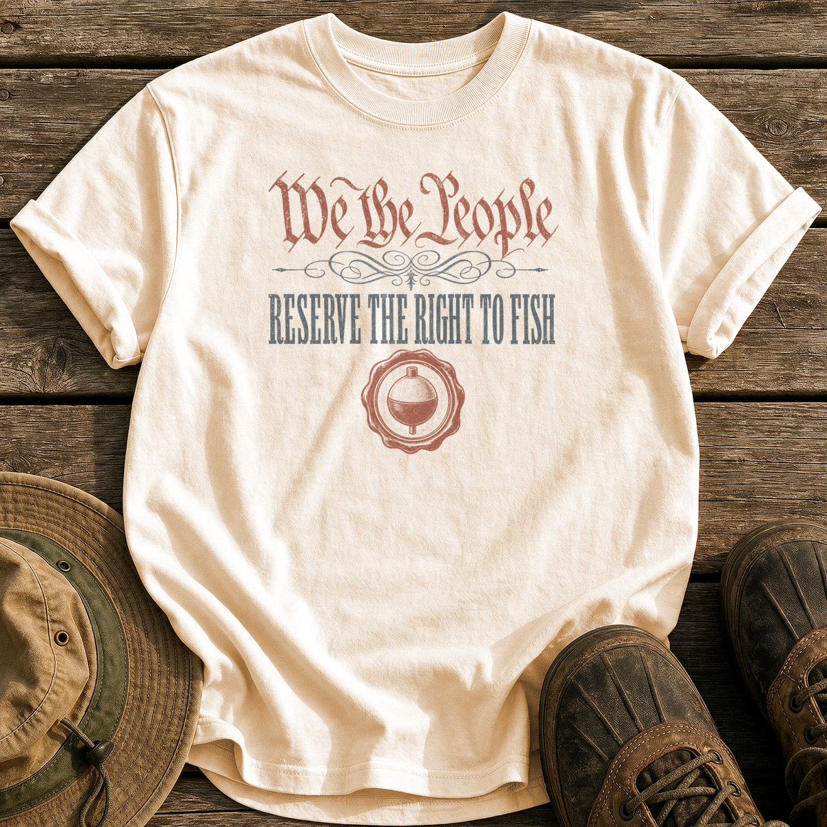 Reserve the Right to Fish tee - Ivory - front