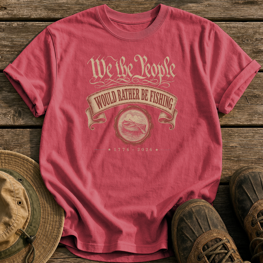 Would Rather Be Fishing tee - Chili - front