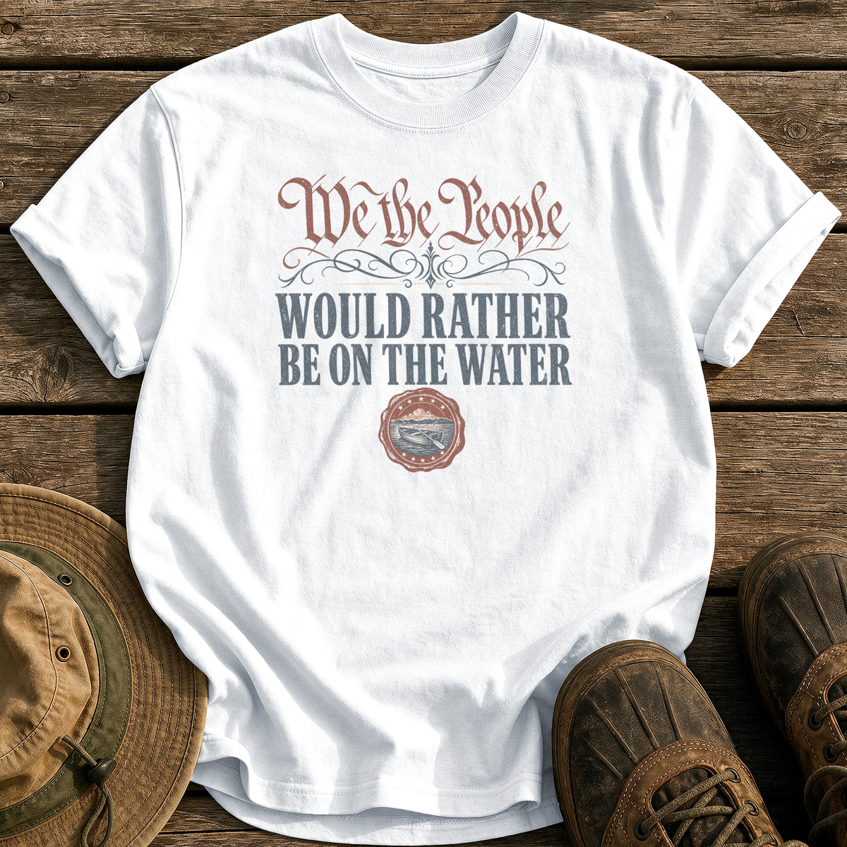 Rather Be on the Water tee - White - front