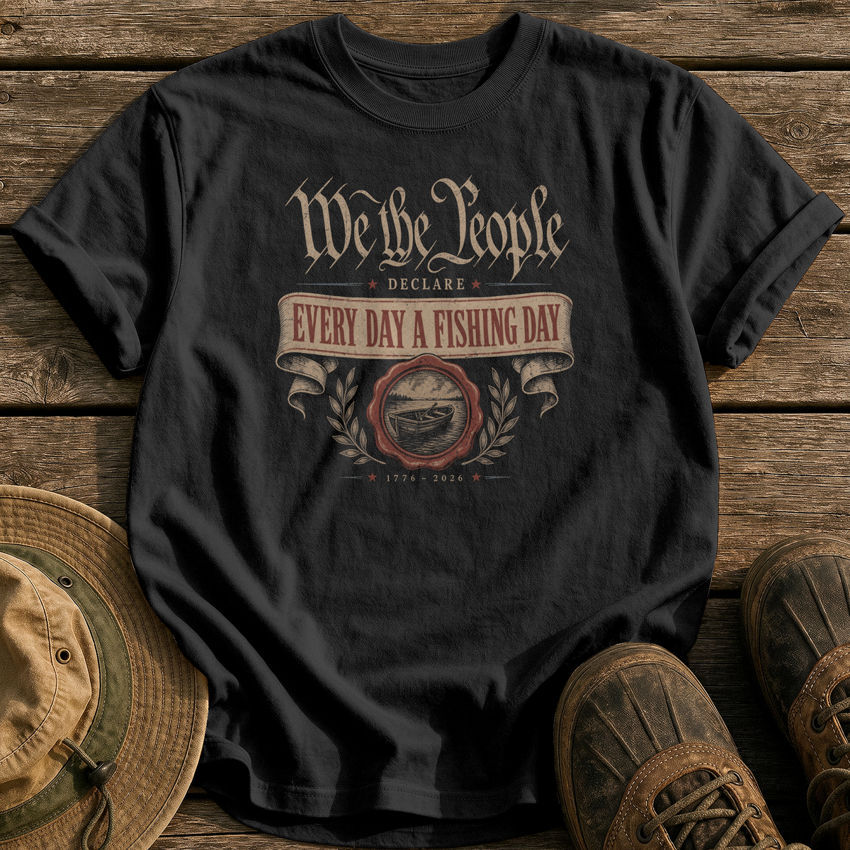 Every Day a Fishing Day tee - Black - front
