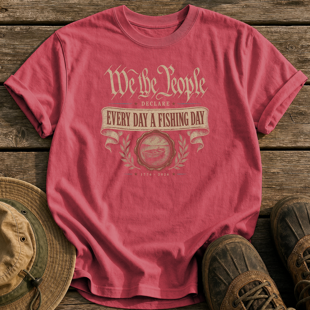 Every Day a Fishing Day tee - Chili - front