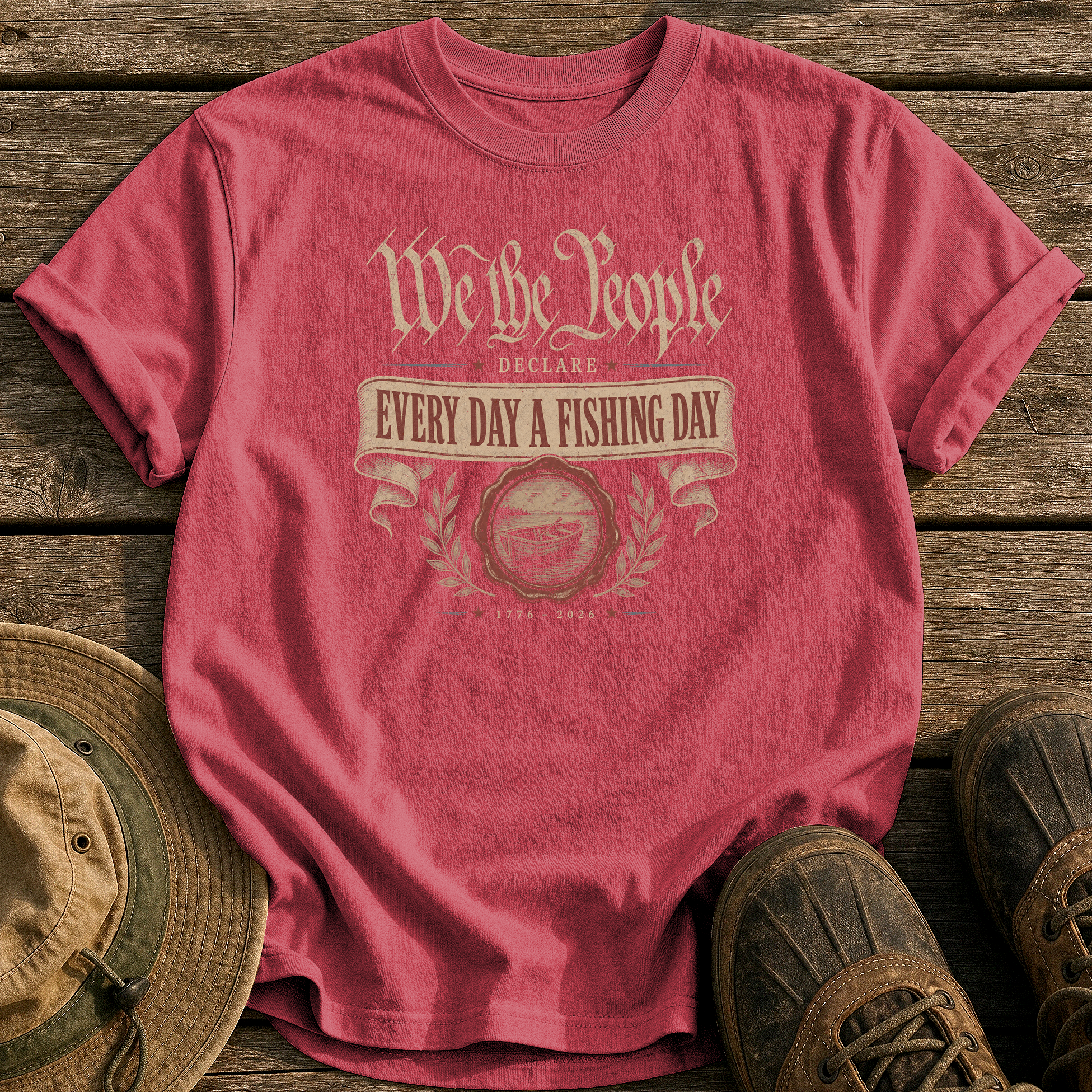 Every Day a Fishing Day tee - Chili - front