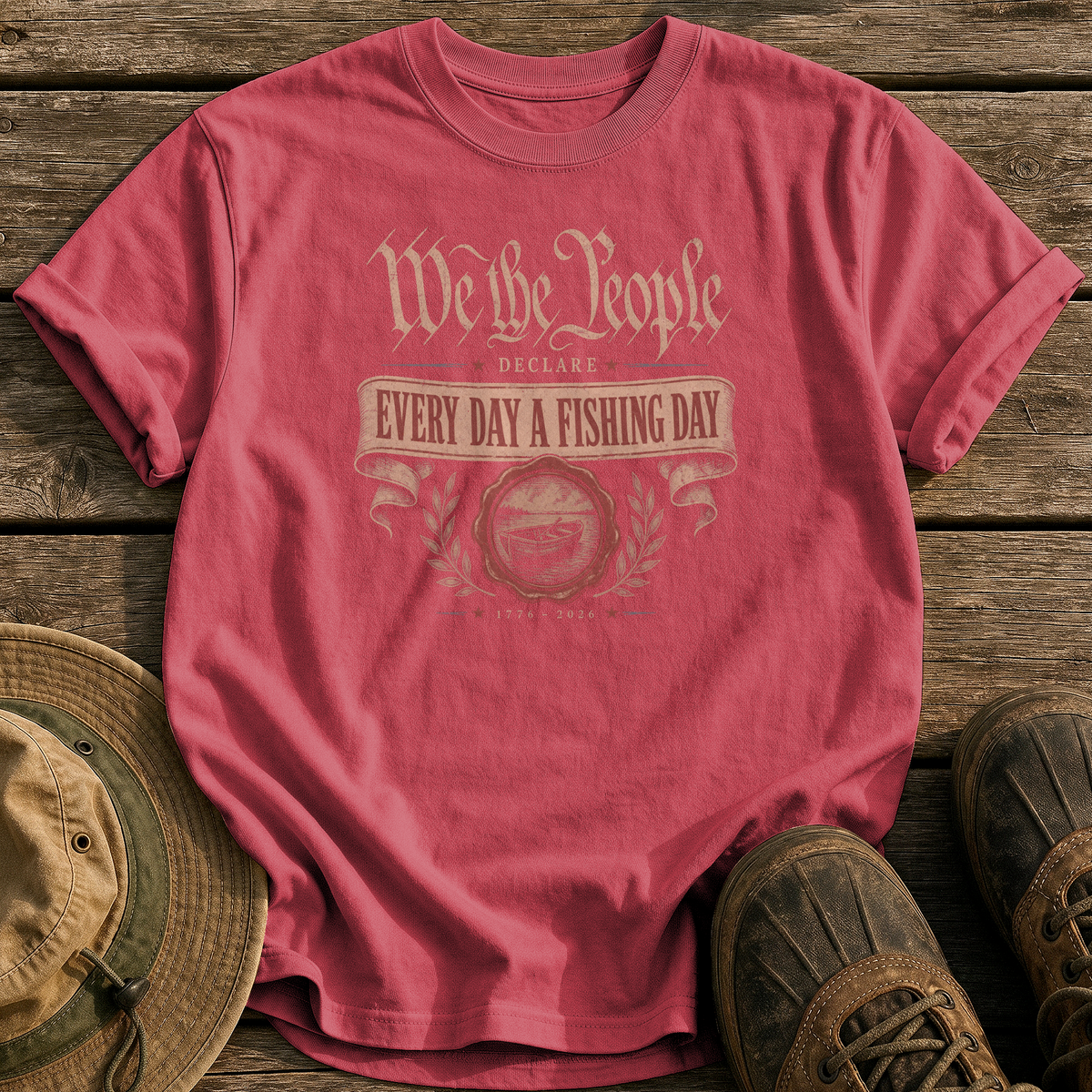 Every Day a Fishing Day tee - Chili - front