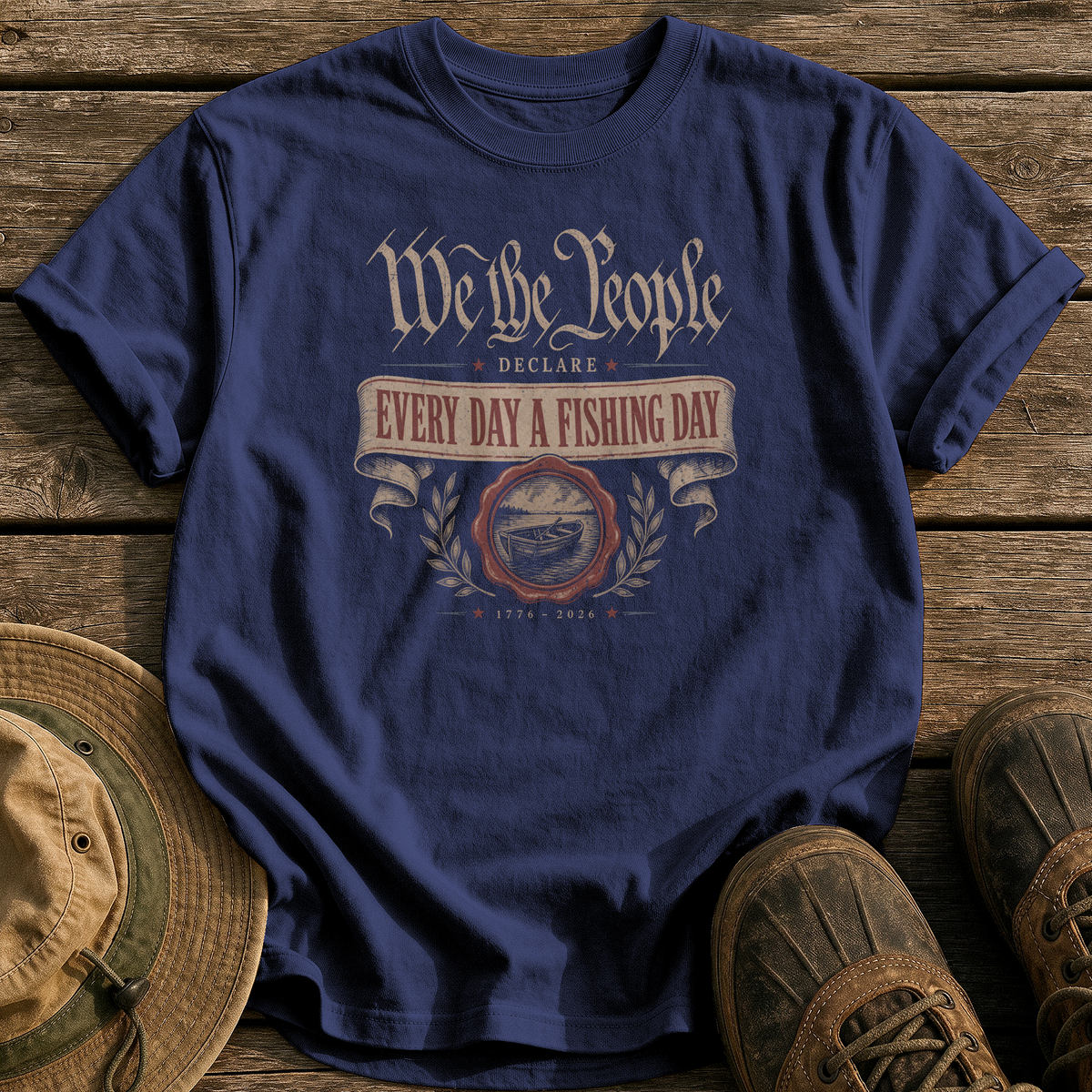 Every Day a Fishing Day tee - True Navy - front