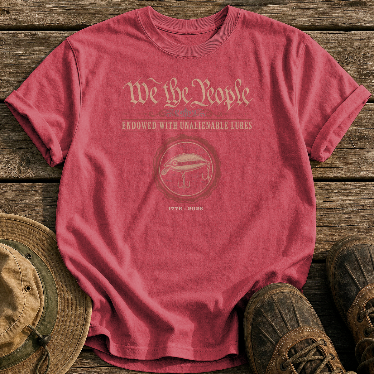 Endowed with Unalienable Lures tee - Chili - front