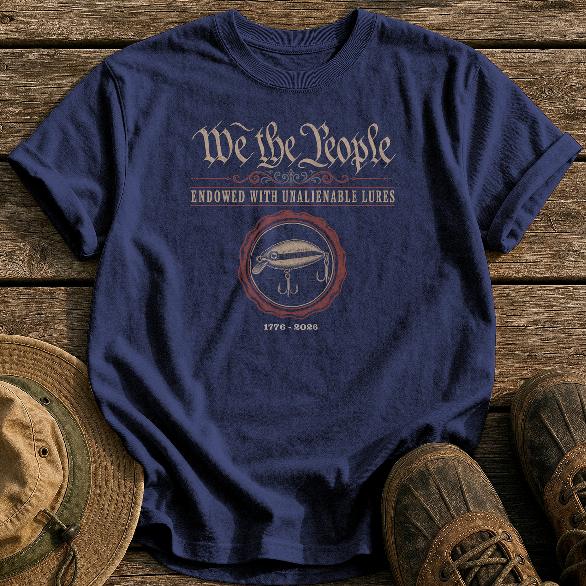 Endowed with Unalienable Lures tee - True Navy - front