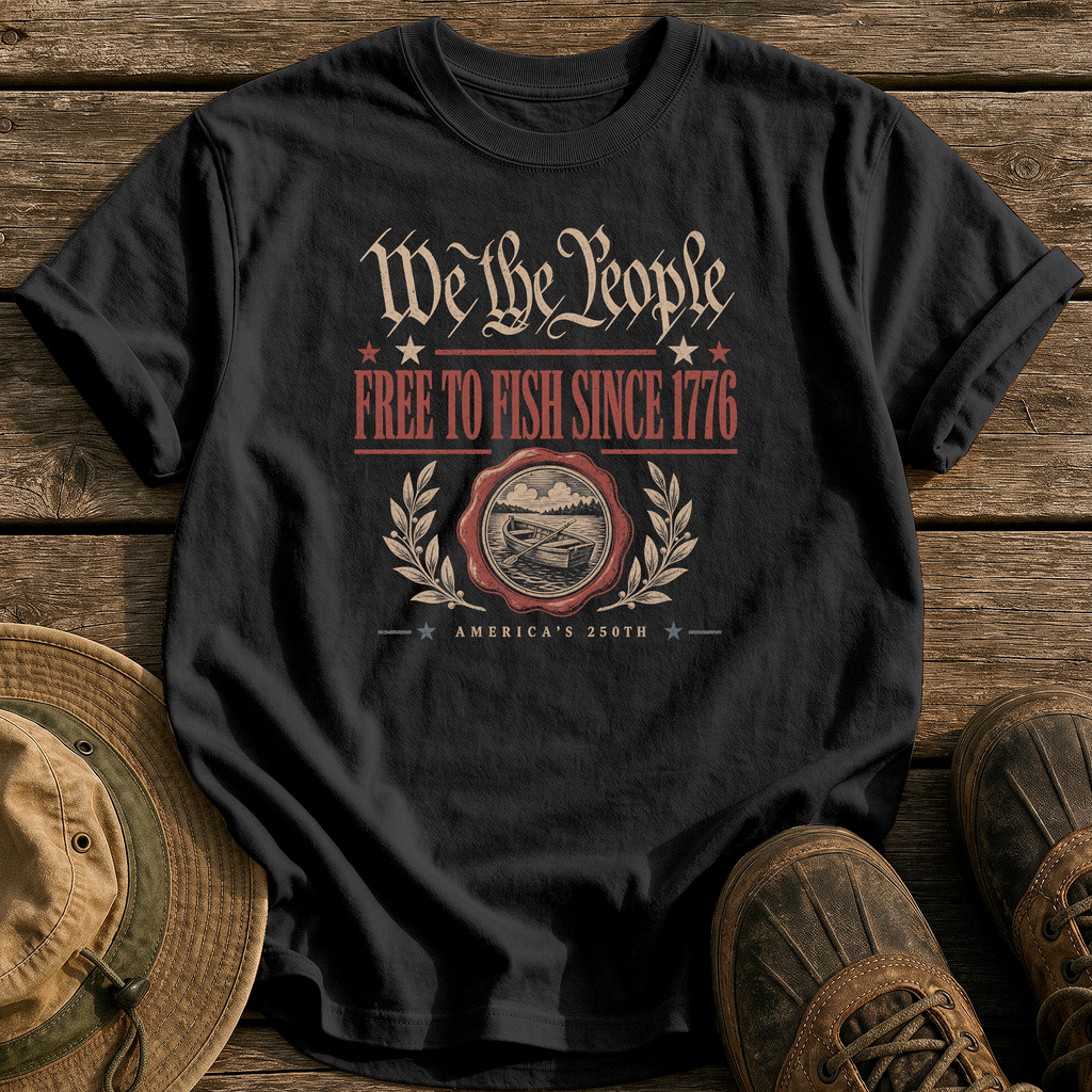 Free to Fish Since 1776 tee - Black - front