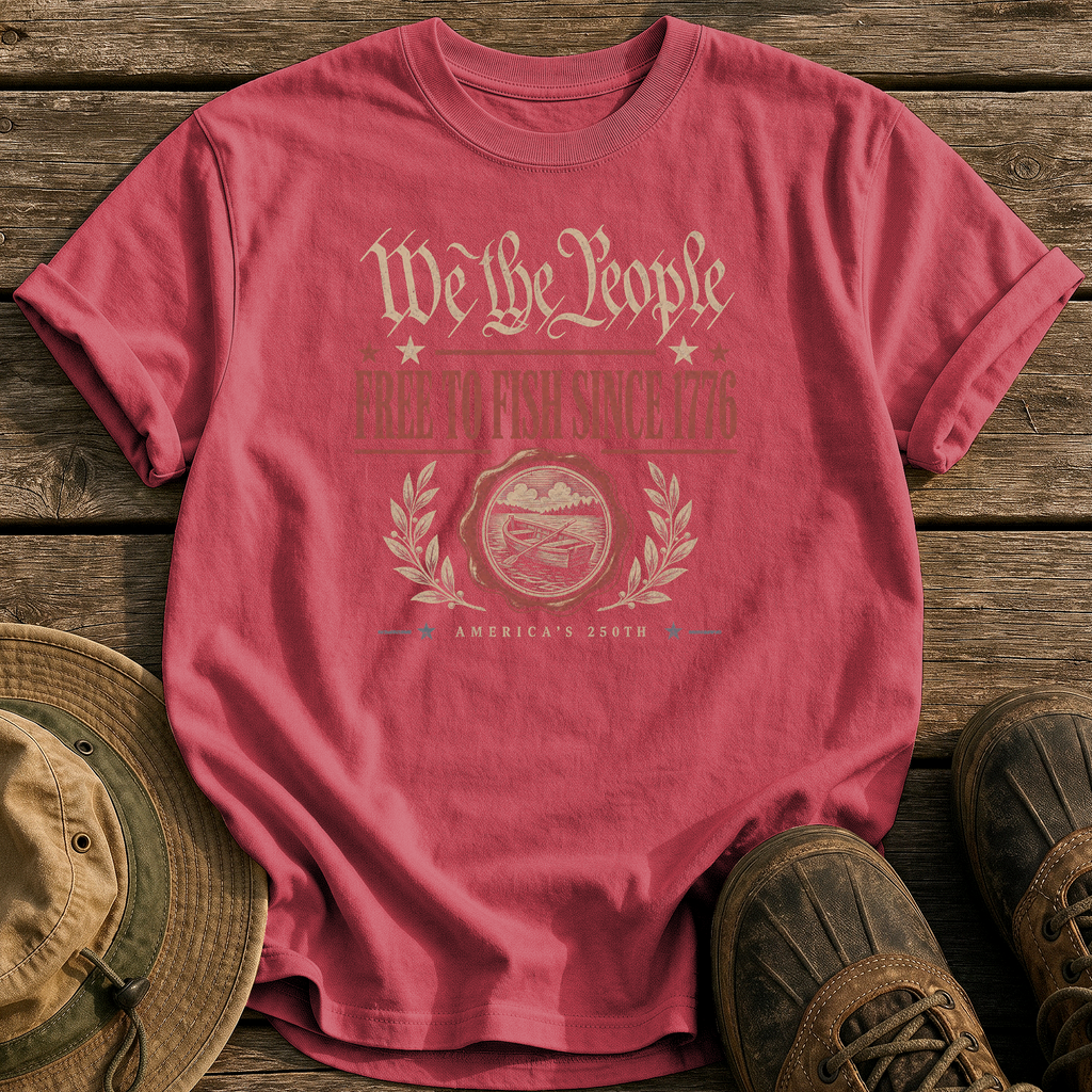 Free to Fish Since 1776 tee - Chili - front