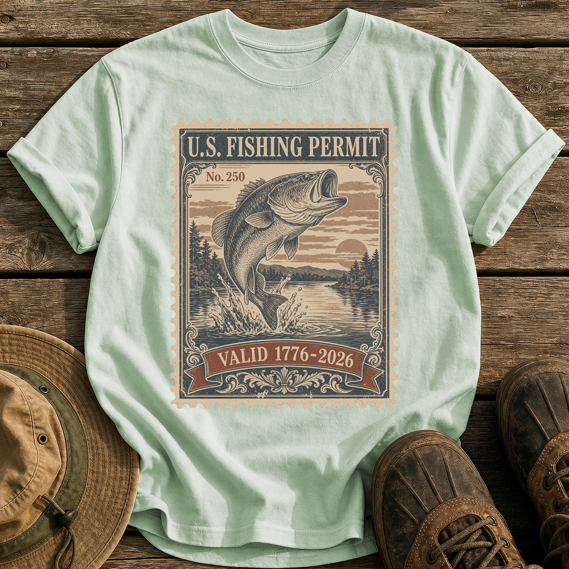 U.S. Fishing Permit 1776 tee - Bay - front