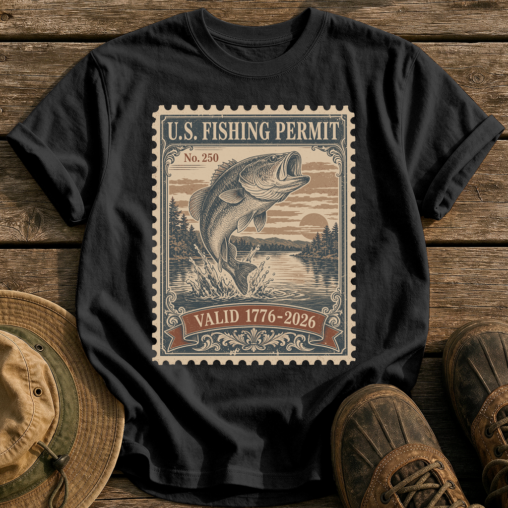U.S. Fishing Permit 1776 tee - Black - front
