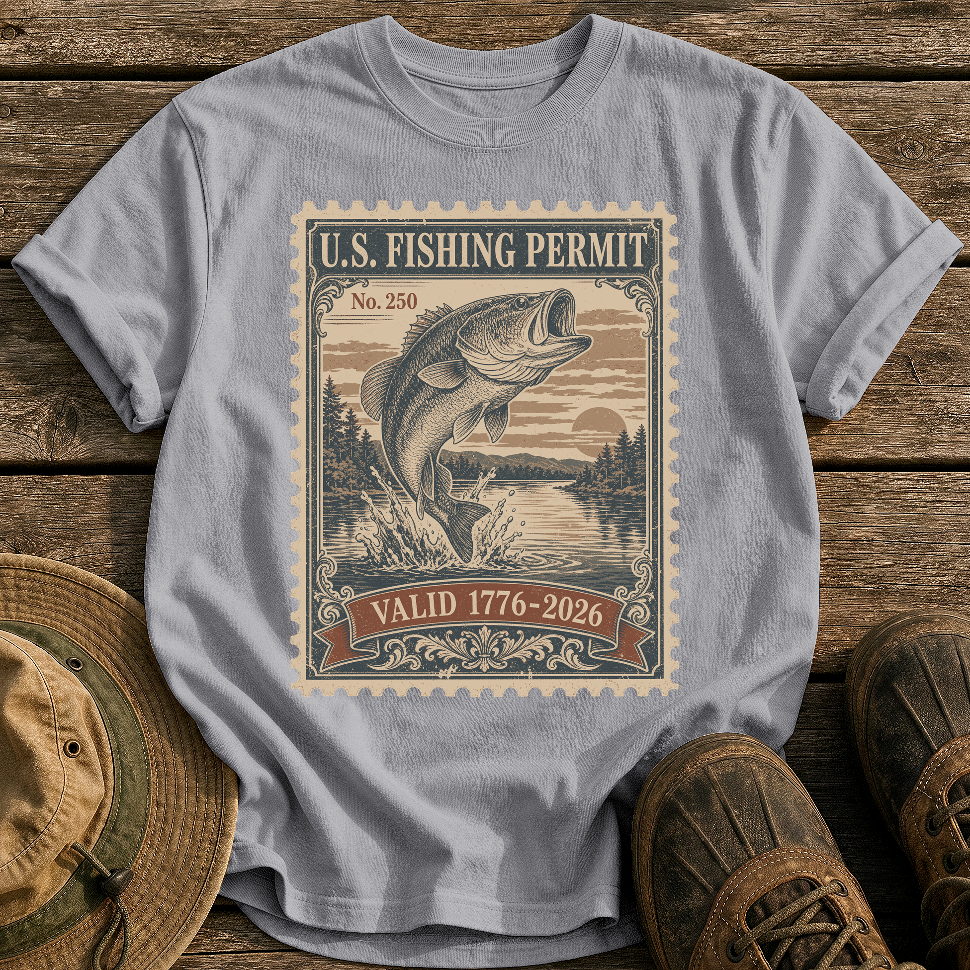 U.S. Fishing Permit 1776 tee - Grey - front
