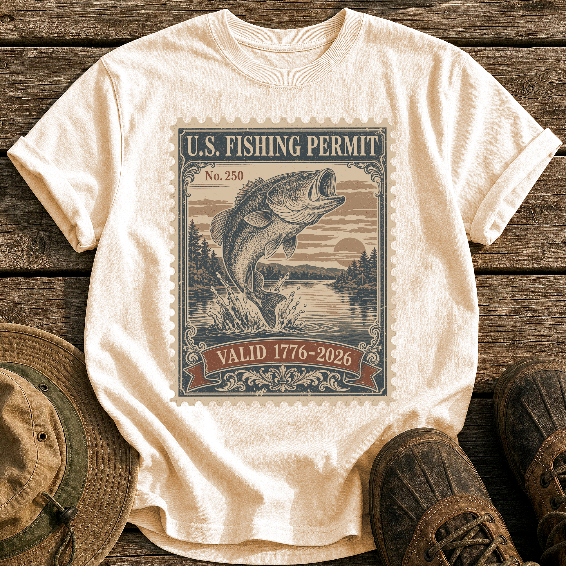 U.S. Fishing Permit 1776 tee - Ivory - front