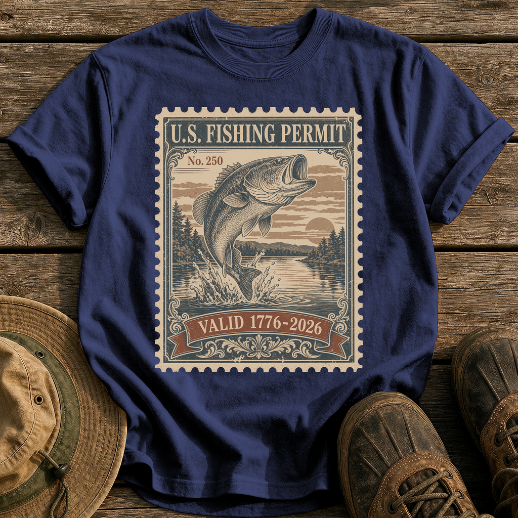 U.S. Fishing Permit 1776 tee - True Navy - front