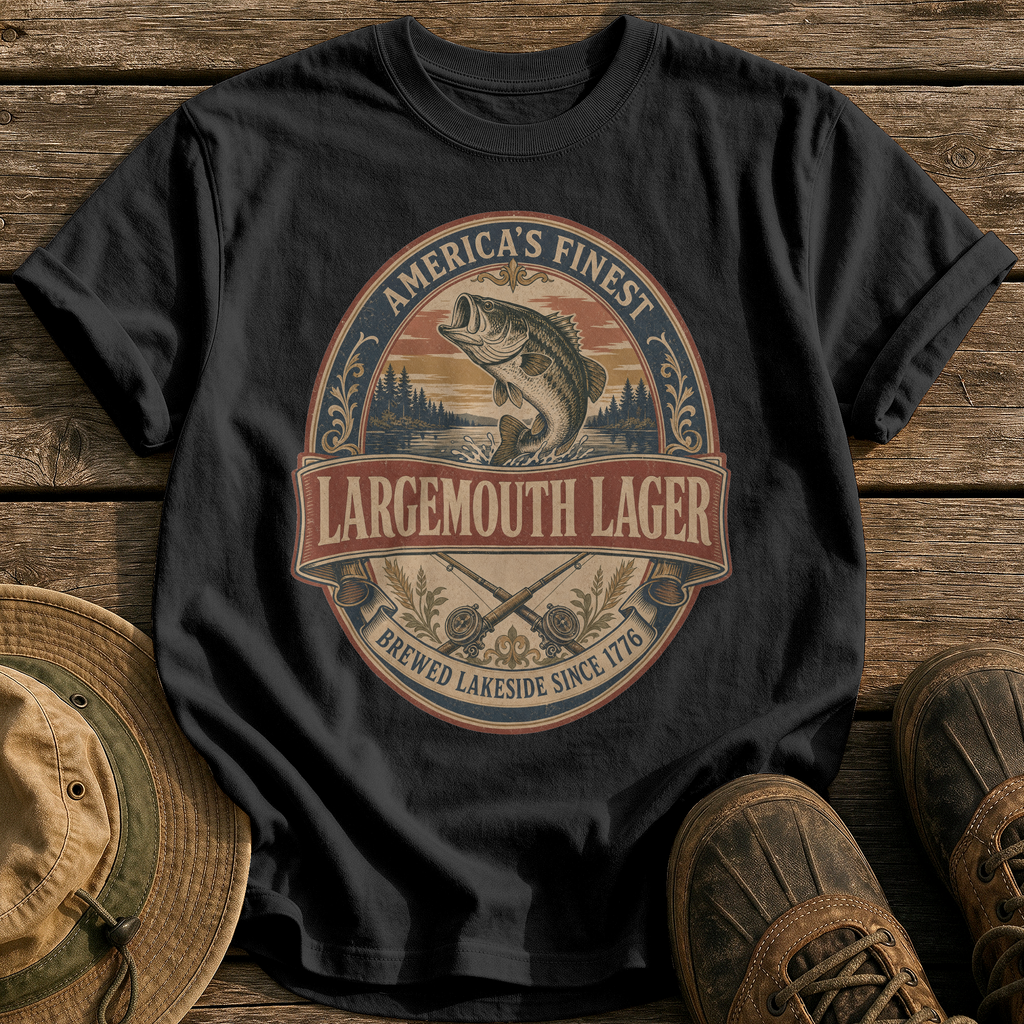 Largemouth Lager tee - Black - front