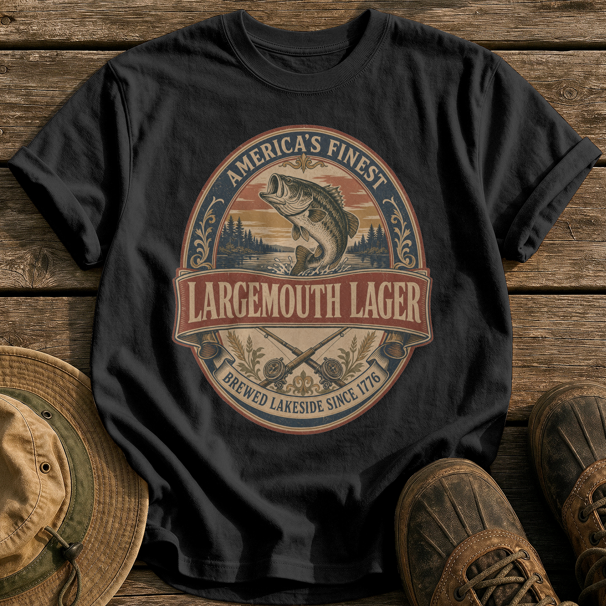 Largemouth Lager tee - Black - front