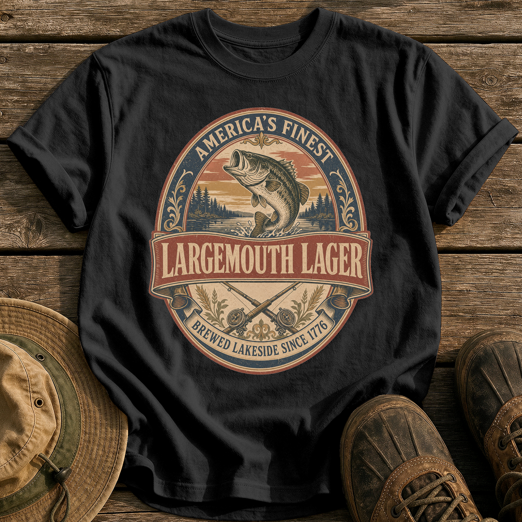 Largemouth Lager tee - Black - front